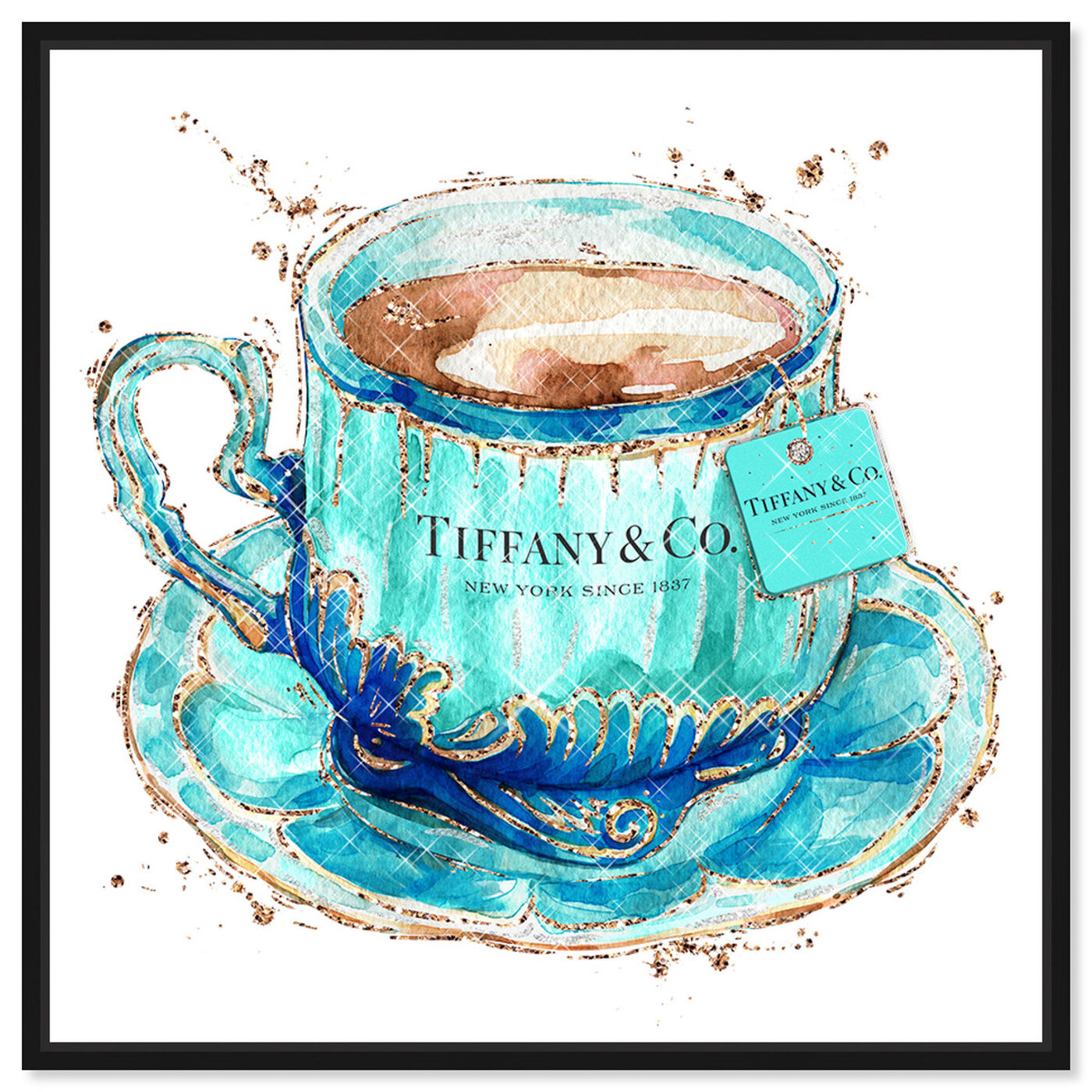 Front view of Aqua Tea Cup featuring fashion and glam and fashion lifestyle art.