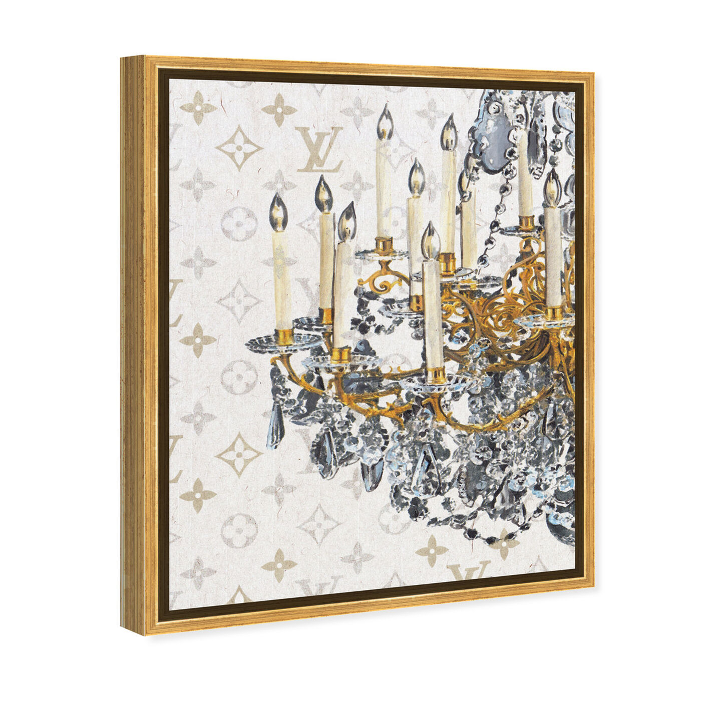 Angled view of Fancy Light I featuring fashion and glam and chandeliers art.