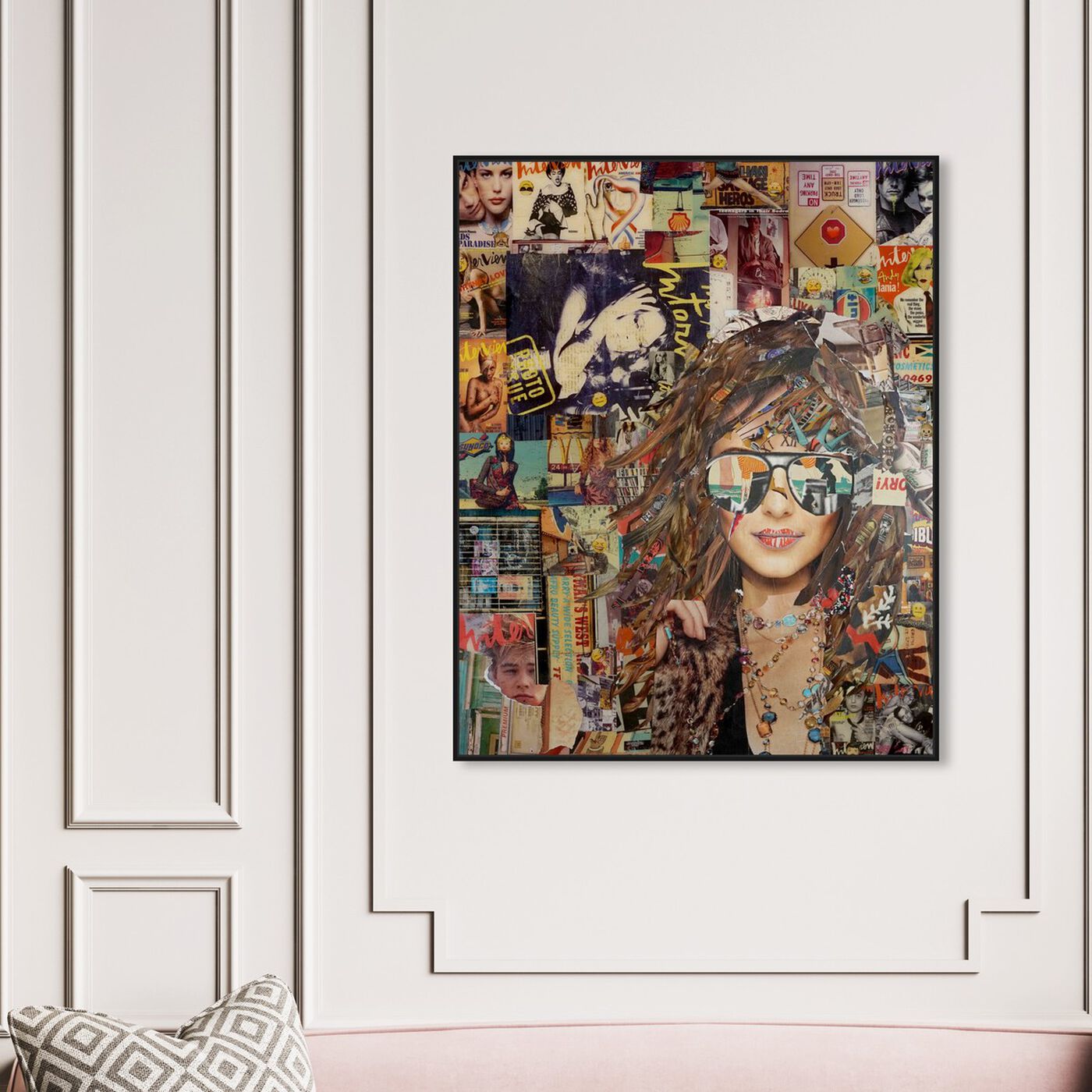Hanging view of Katy Hirschfeld - Girl and Sunglasses featuring fashion and glam and portraits art.