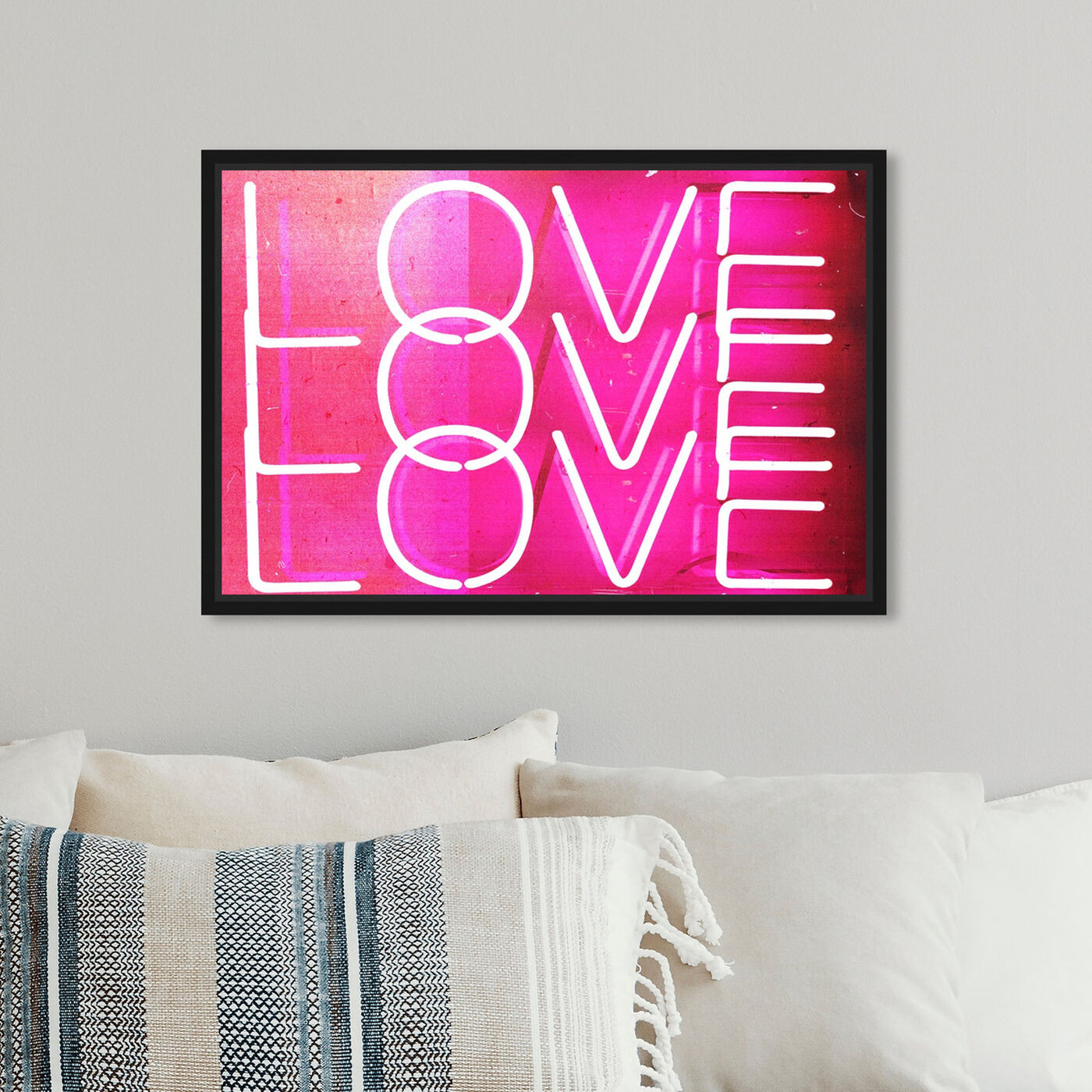 Hanging view of Love Neon Lights featuring typography and quotes and love quotes and sayings art.
