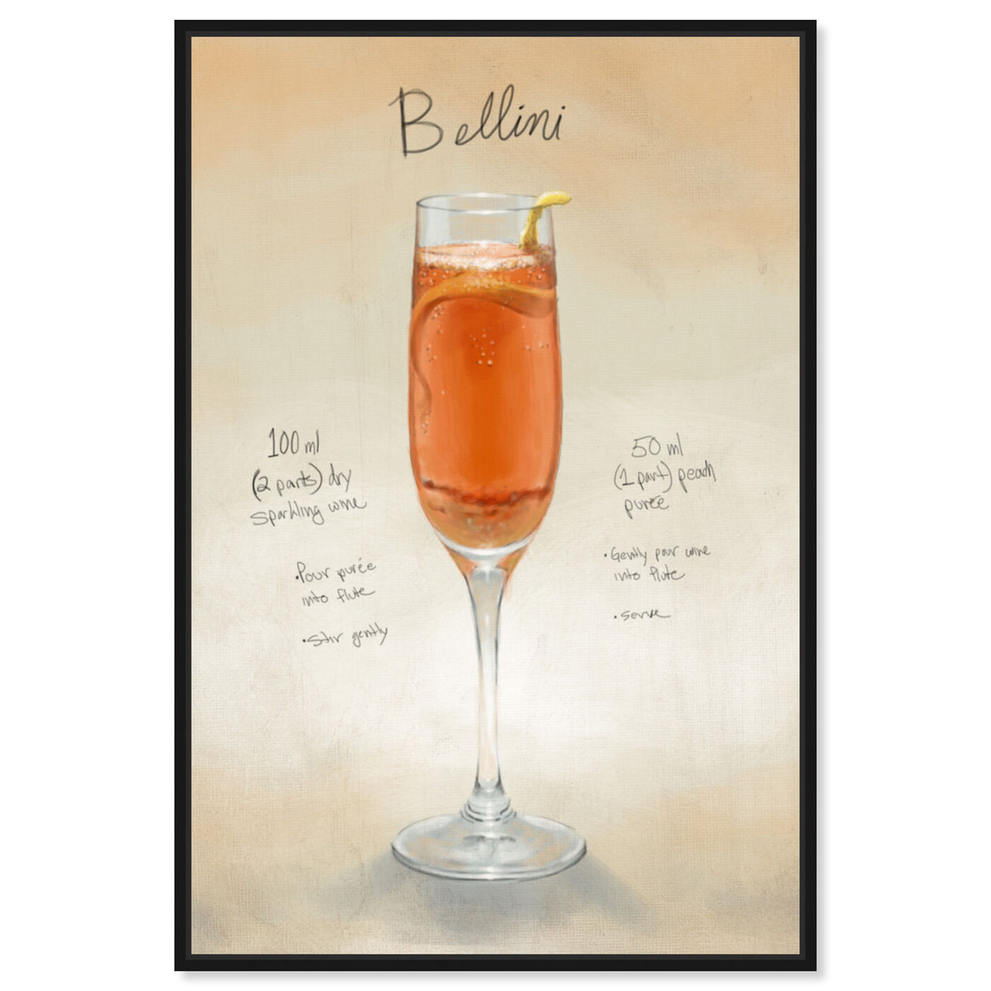 Front view of Bellini featuring drinks and spirits and cocktails art.