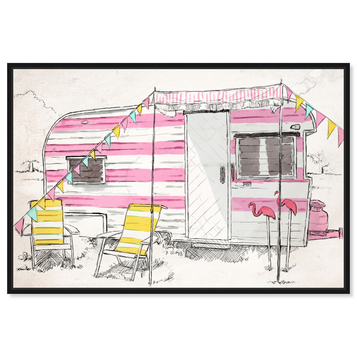 Front view of Pink Camper featuring entertainment and hobbies and camping art.