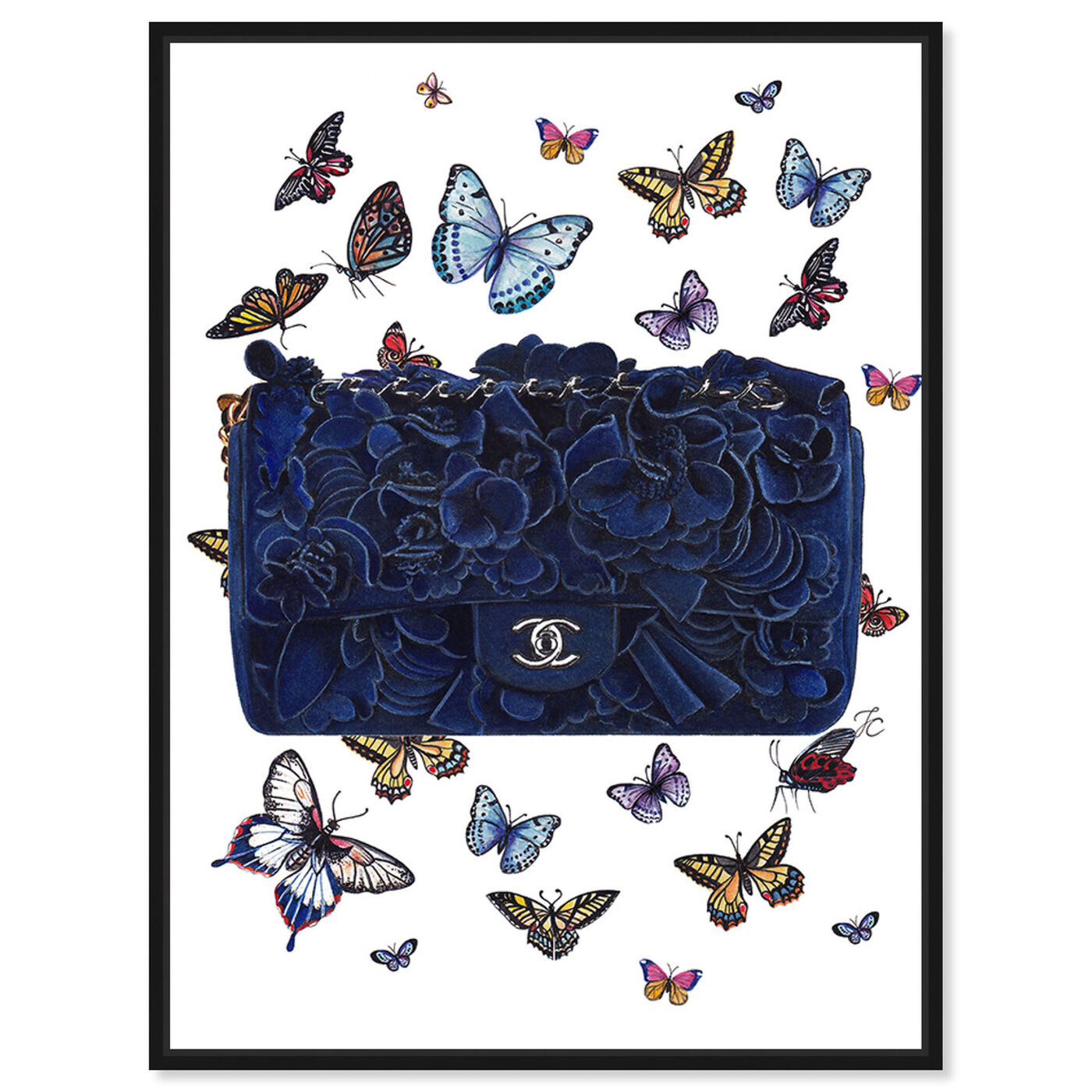 Front view of Doll Memories - Butterflies Blue Bag featuring fashion and glam and handbags art.