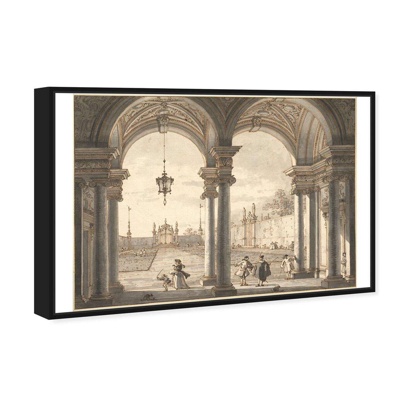 Angled view of Canaletto - View Through a Baroque Colonnade featuring classic and figurative and classic art.