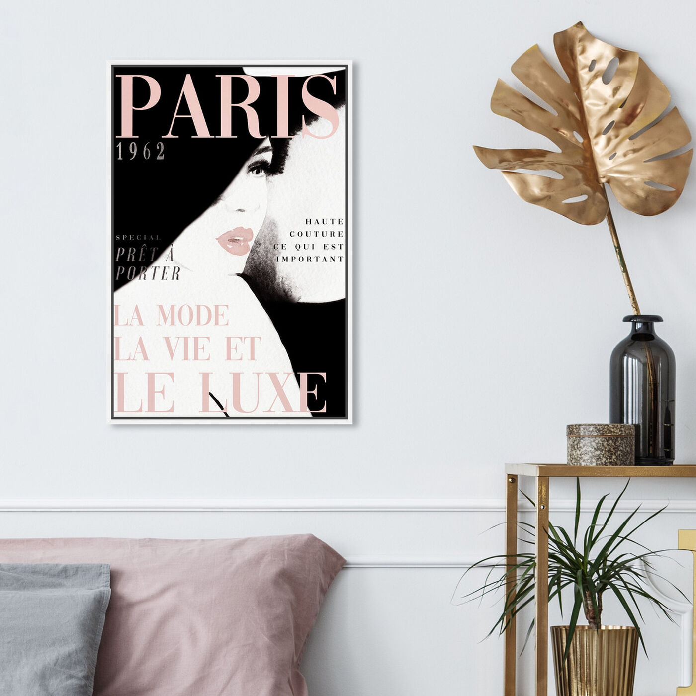 Hanging view of Cover Paris in Blush featuring fashion and glam and makeup art.