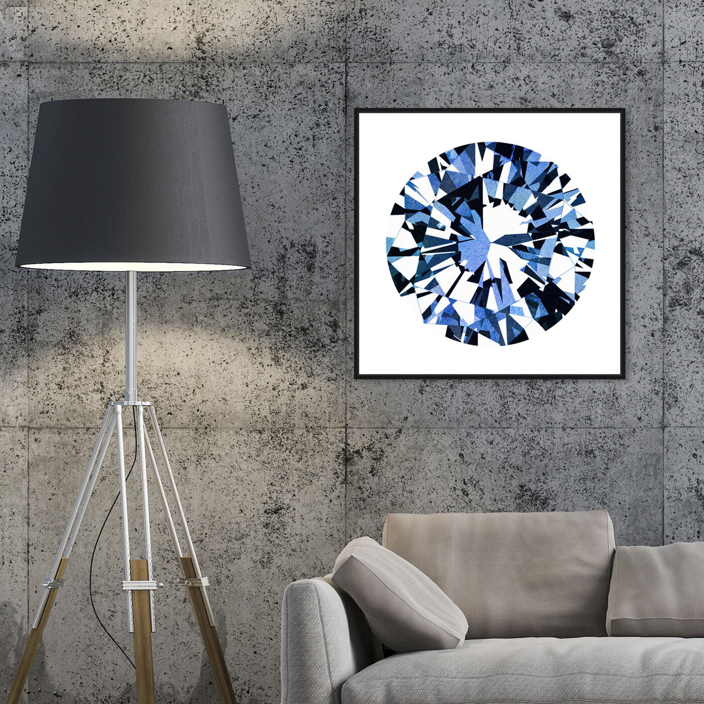 Hanging view of Diamonds Are Forever White featuring abstract and geometric art.