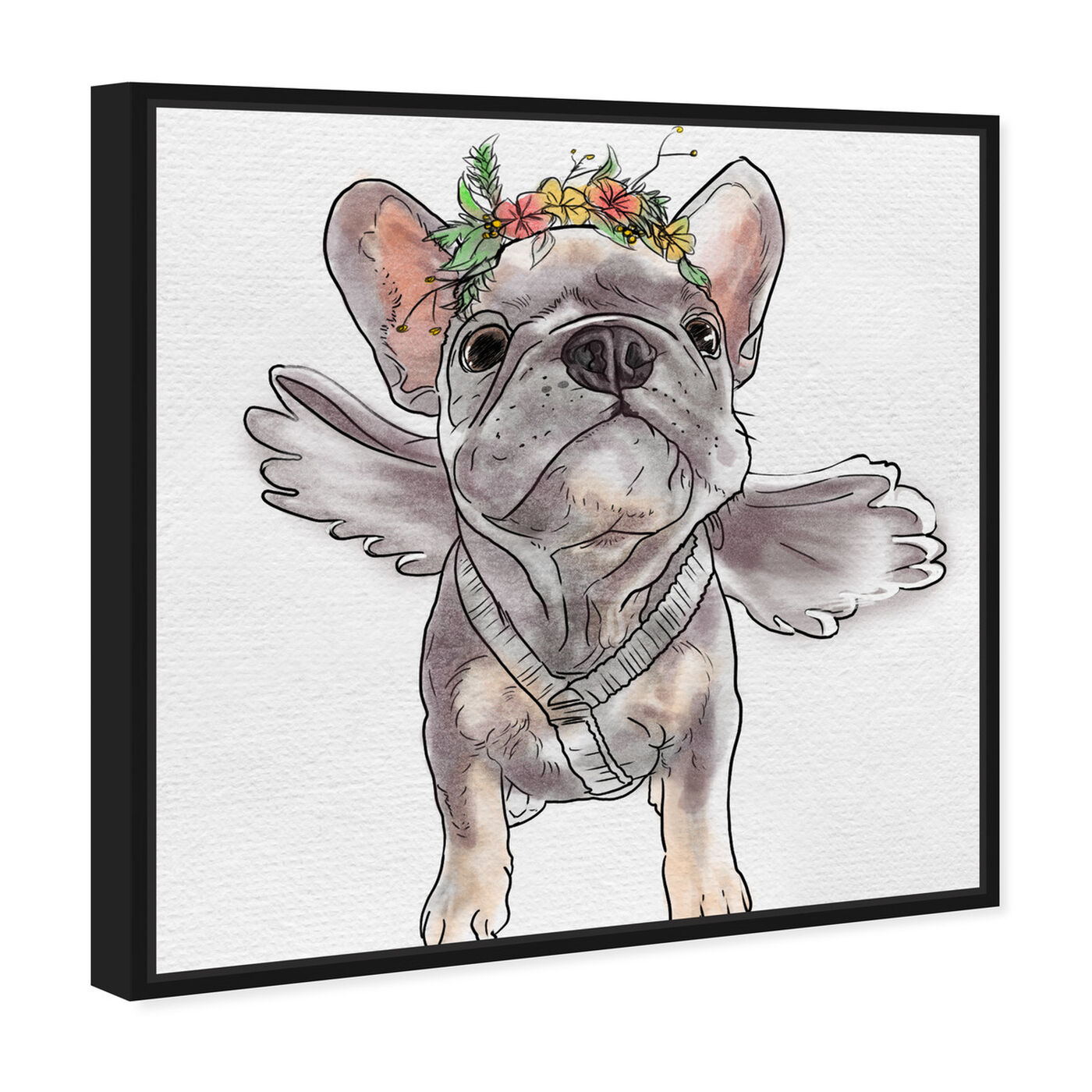 Angled view of Frenchie Angel featuring animals and dogs and puppies art.