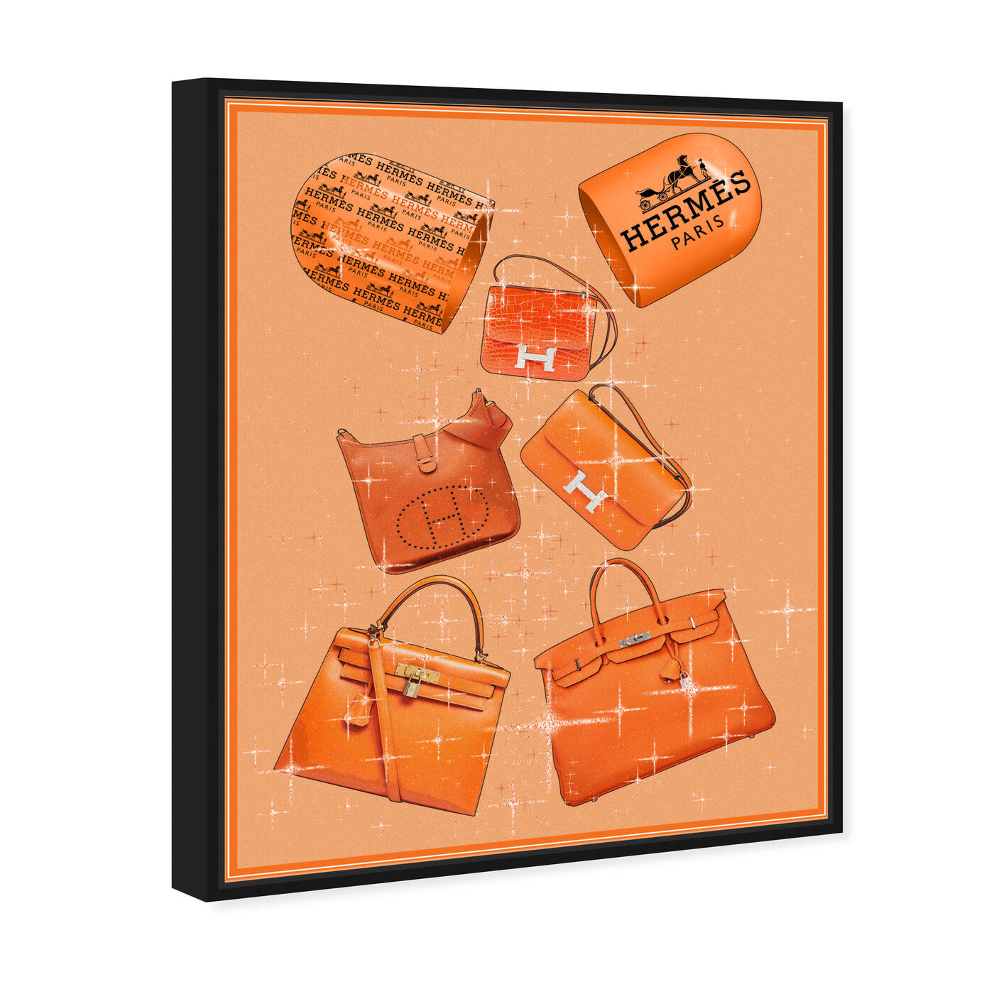 Angled view of Handbags Orange Boost featuring fashion and glam and handbags art.
