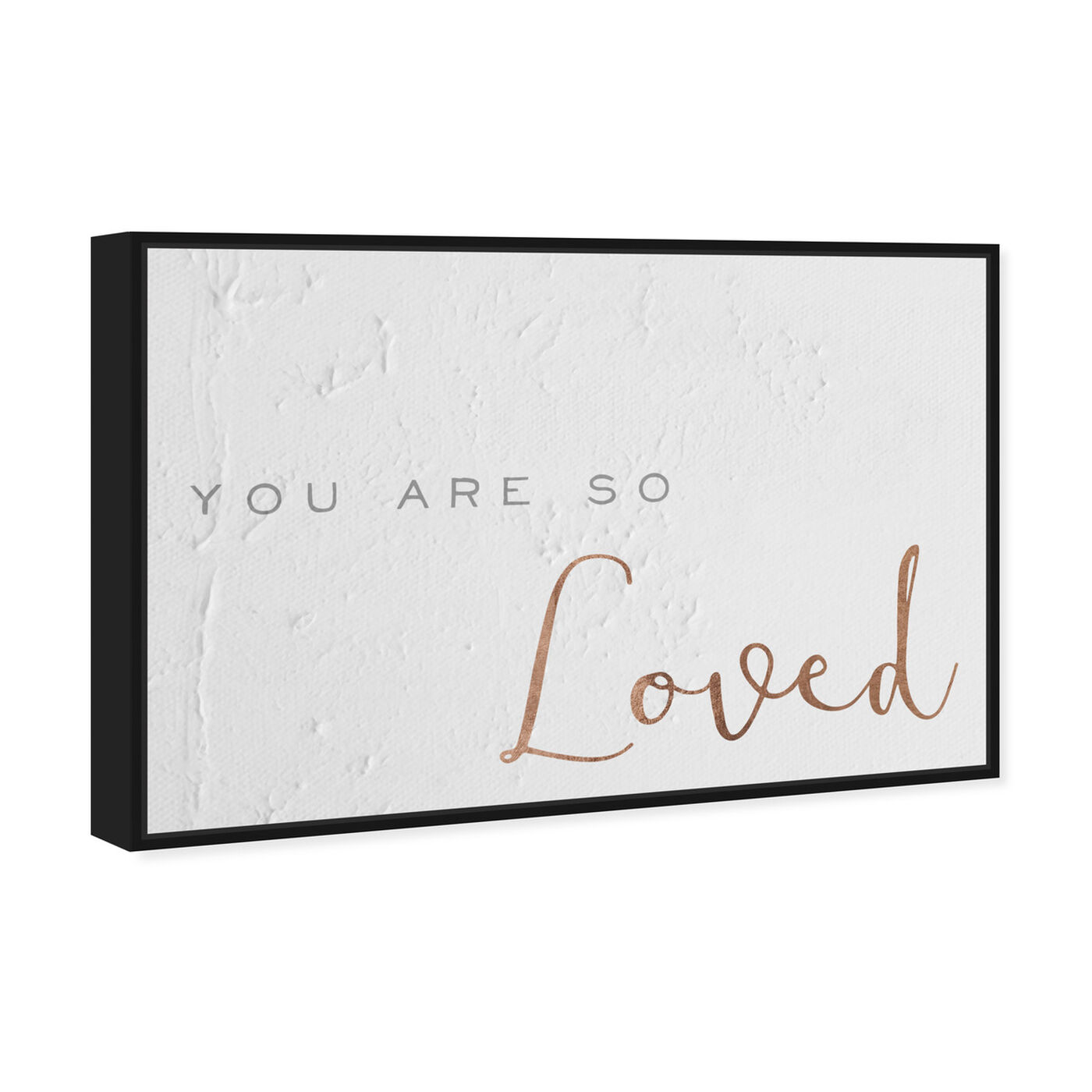 Angled view of So Loved Copper featuring typography and quotes and love quotes and sayings art.