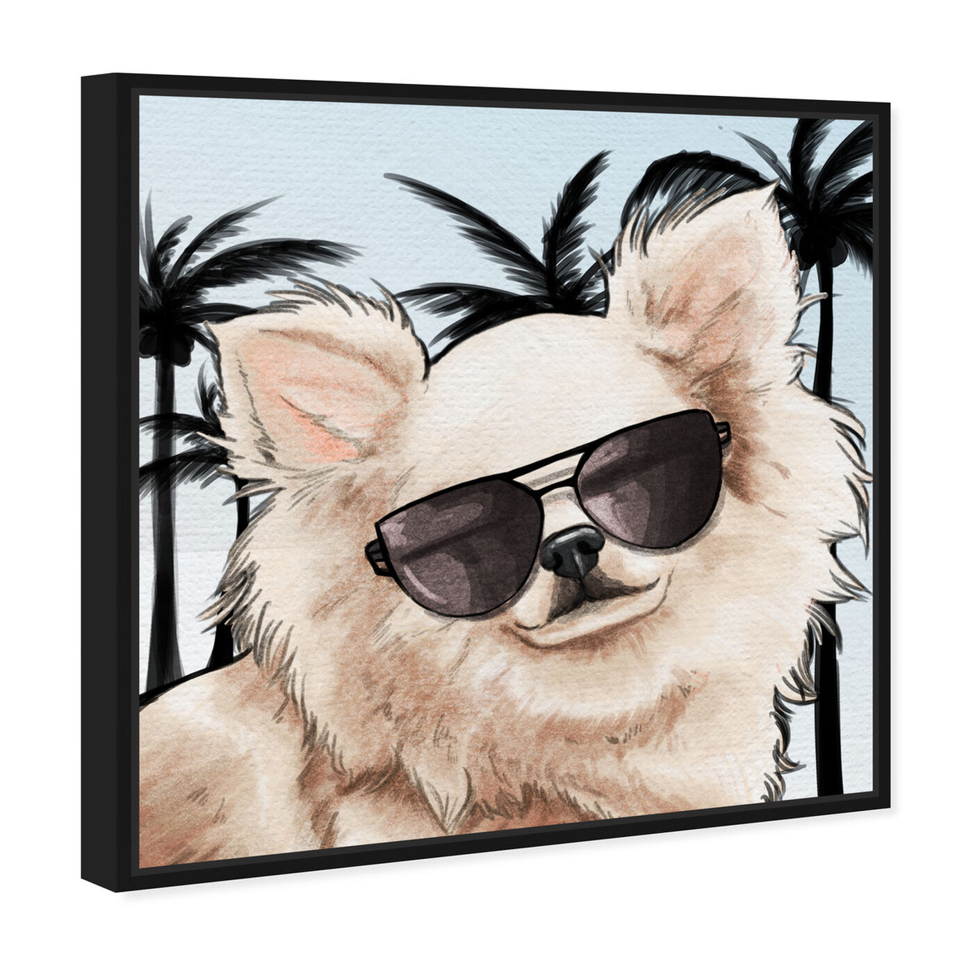 Angled view of Chihuahua Palm Glam featuring animals and dogs and puppies art.