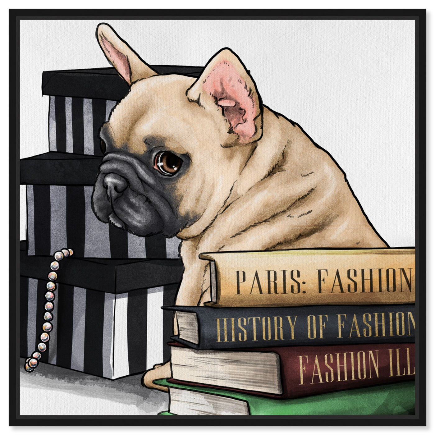 Front view of Fashion Books Frenchie featuring animals and dogs and puppies art.
