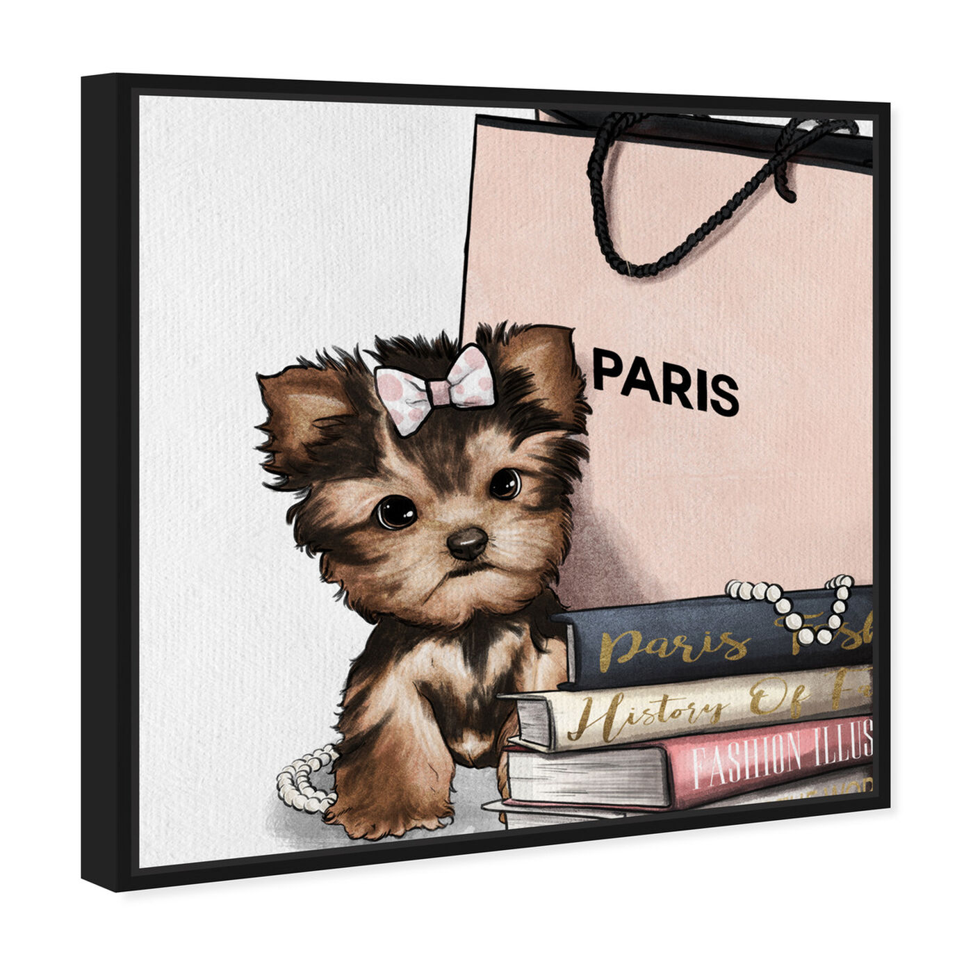 Angled view of Fashion Book Yorkie Glam featuring animals and dogs and puppies art.