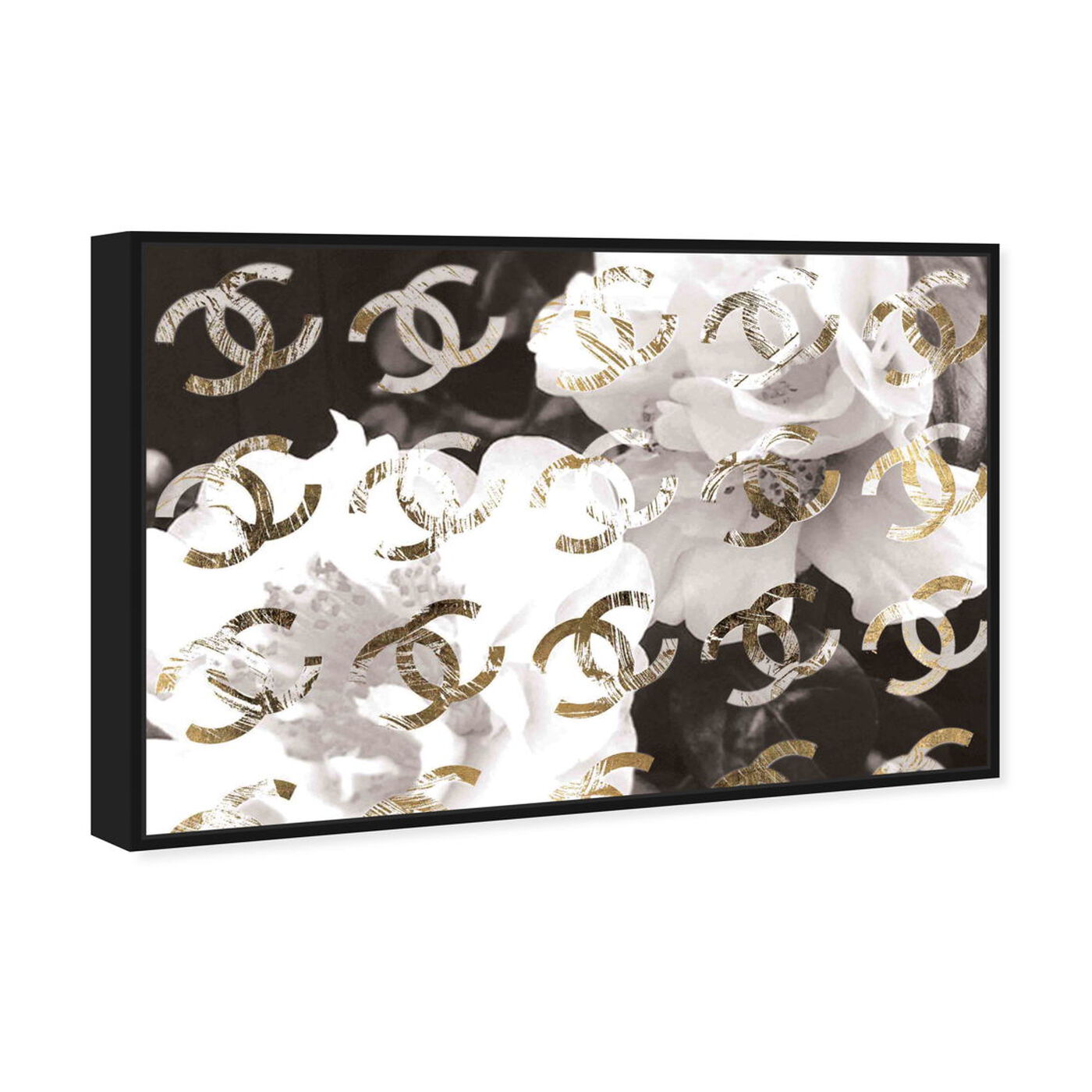 Angled view of Original Gold Camellia Distressed featuring floral and botanical and florals art.