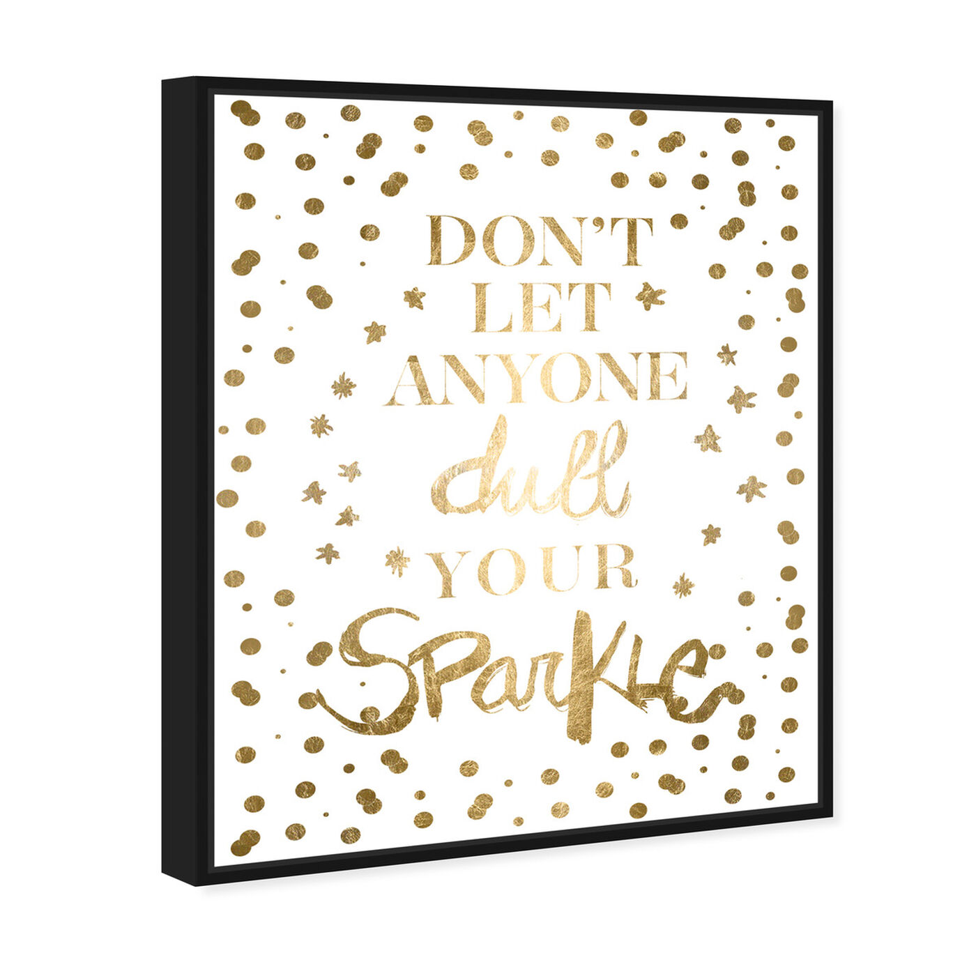 Angled view of Always Shine Confetti Gold Foil featuring typography and quotes and beauty quotes and sayings art.