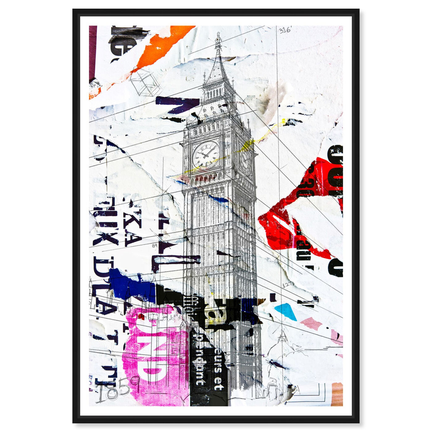 Front view of Big Ben Graffiti featuring architecture and buildings and european buildings art.