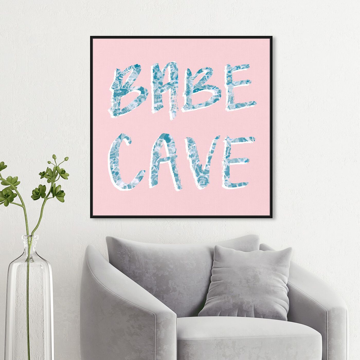 Hanging view of Babe Cave Pool Party featuring typography and quotes and empowered women quotes and sayings art.