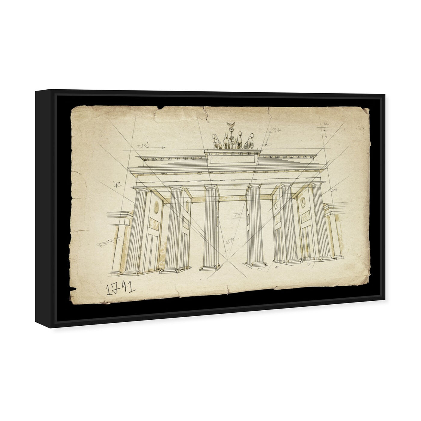 Angled view of Brandenburg Gate 1791 featuring architecture and buildings and european buildings art.
