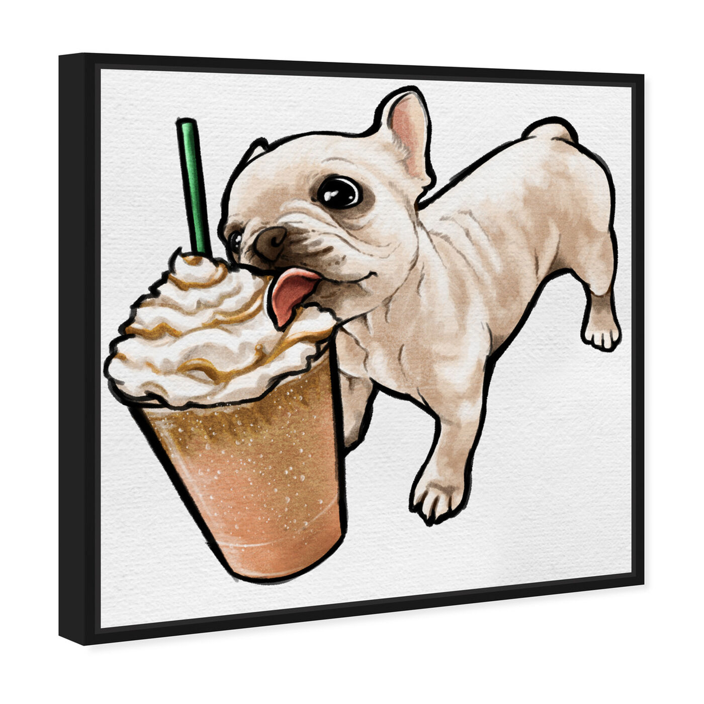 Angled view of Frenchie and Frappe featuring animals and dogs and puppies art.