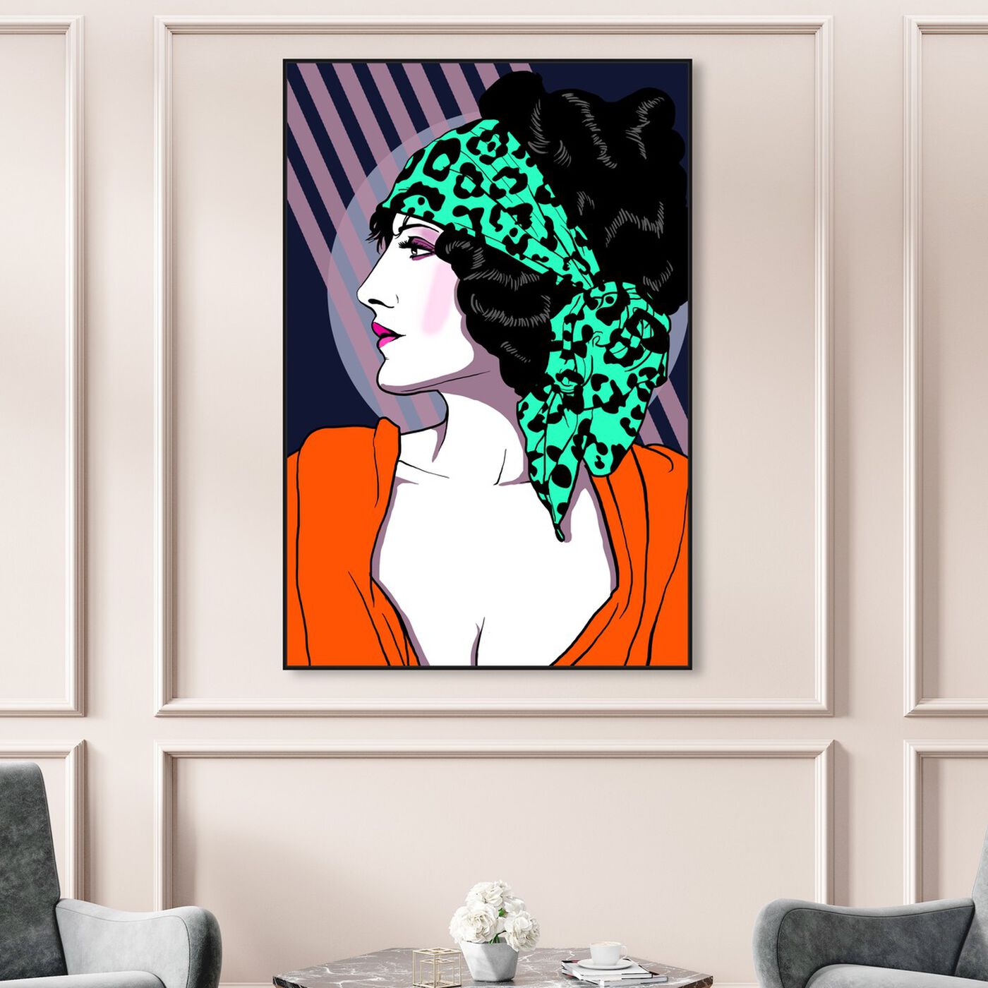 Hanging view of 80s Rocker Gal featuring fashion and glam and portraits art.