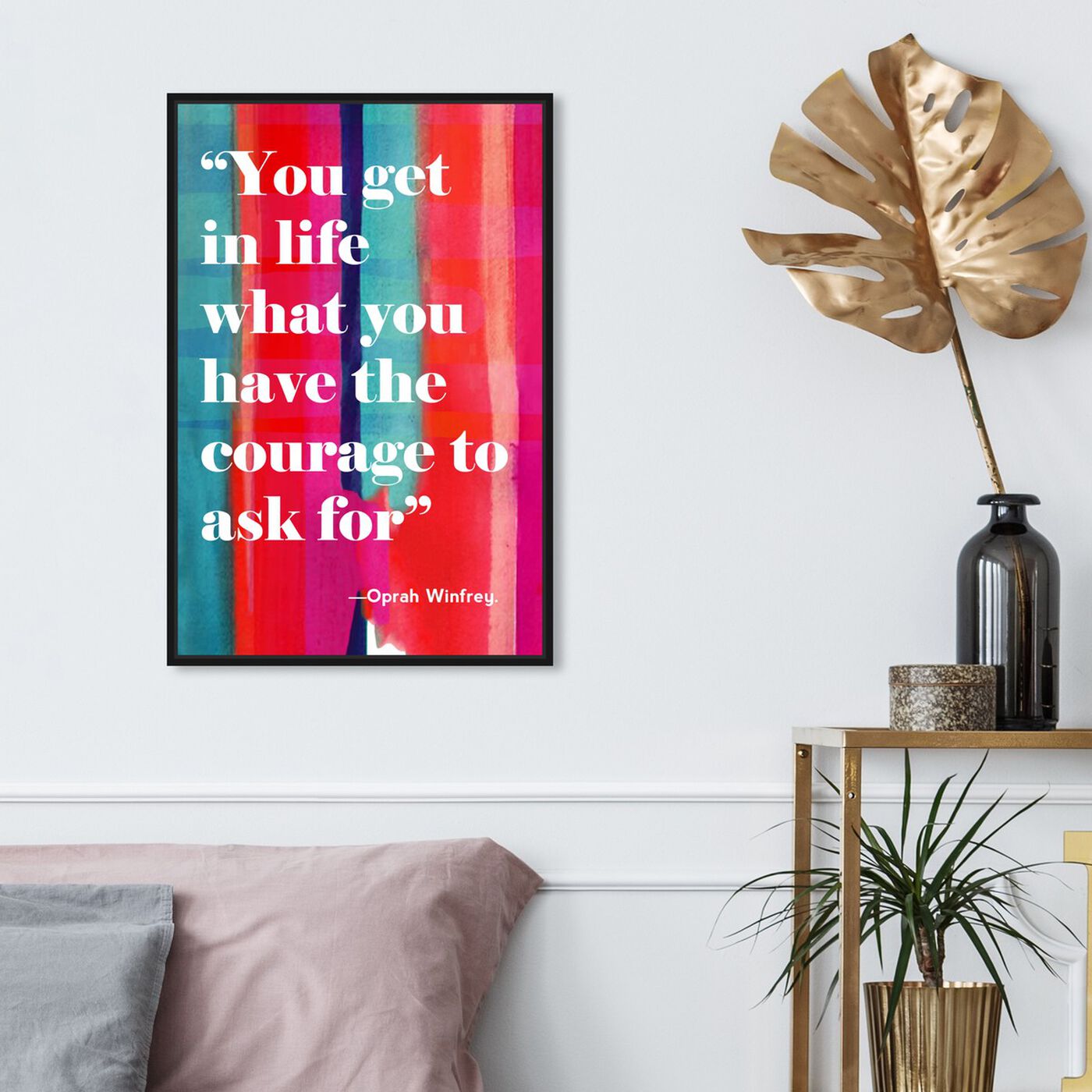 Hanging view of Courage in Life featuring typography and quotes and inspirational quotes and sayings art.