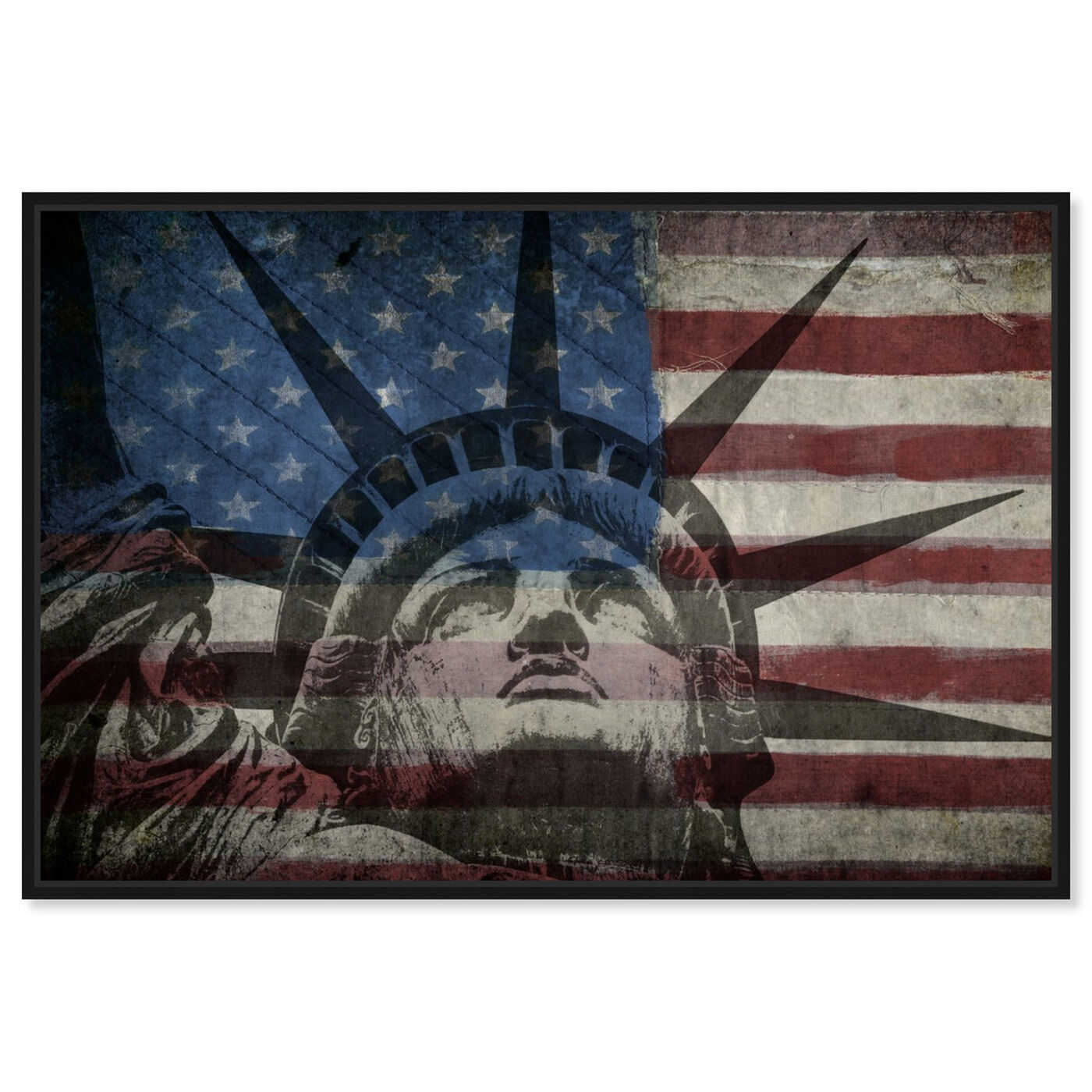 Front view of Statue of Liberty featuring americana and patriotic and us flags art.
