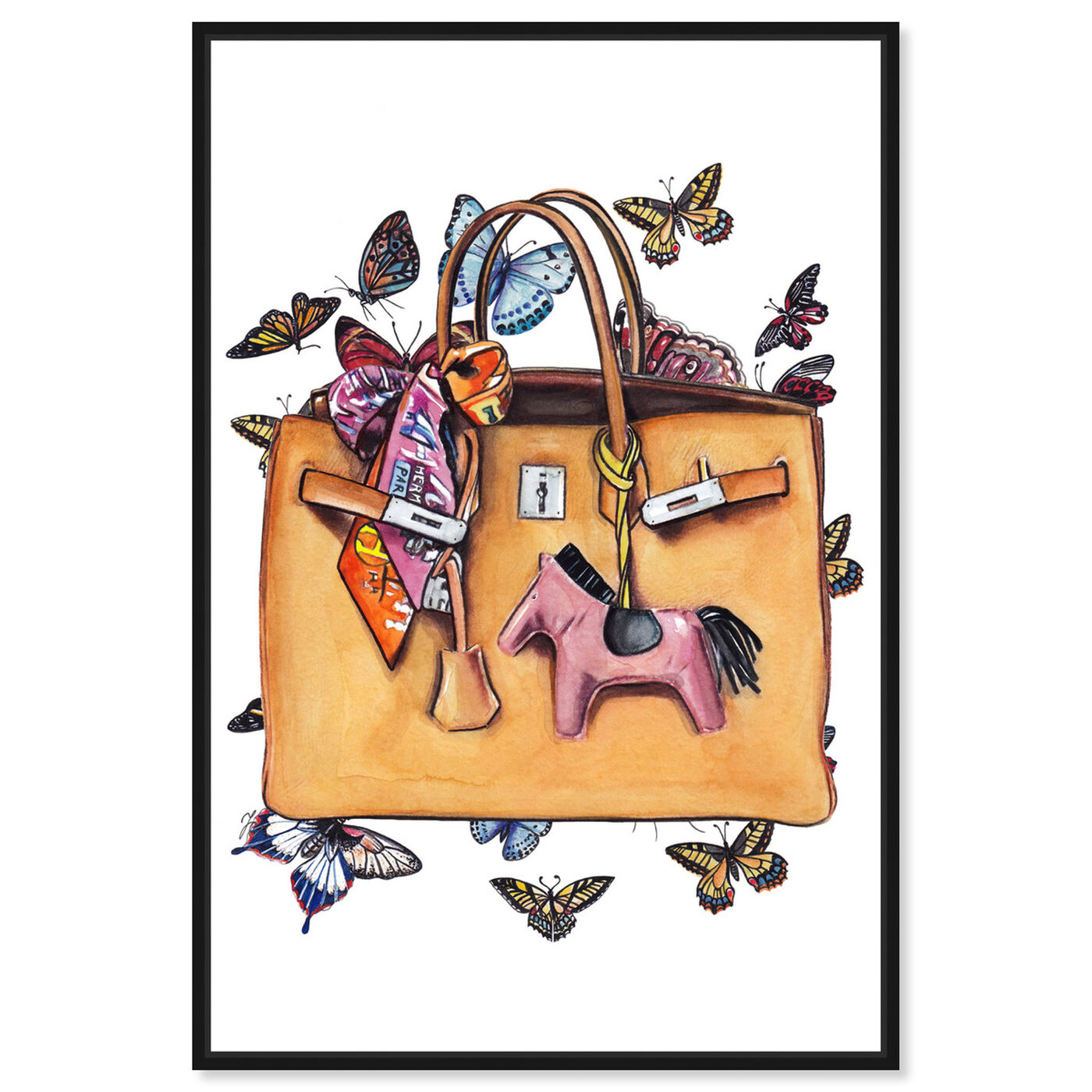 Front view of Doll Memories - Orange Butterflies Bag featuring fashion and glam and handbags art.