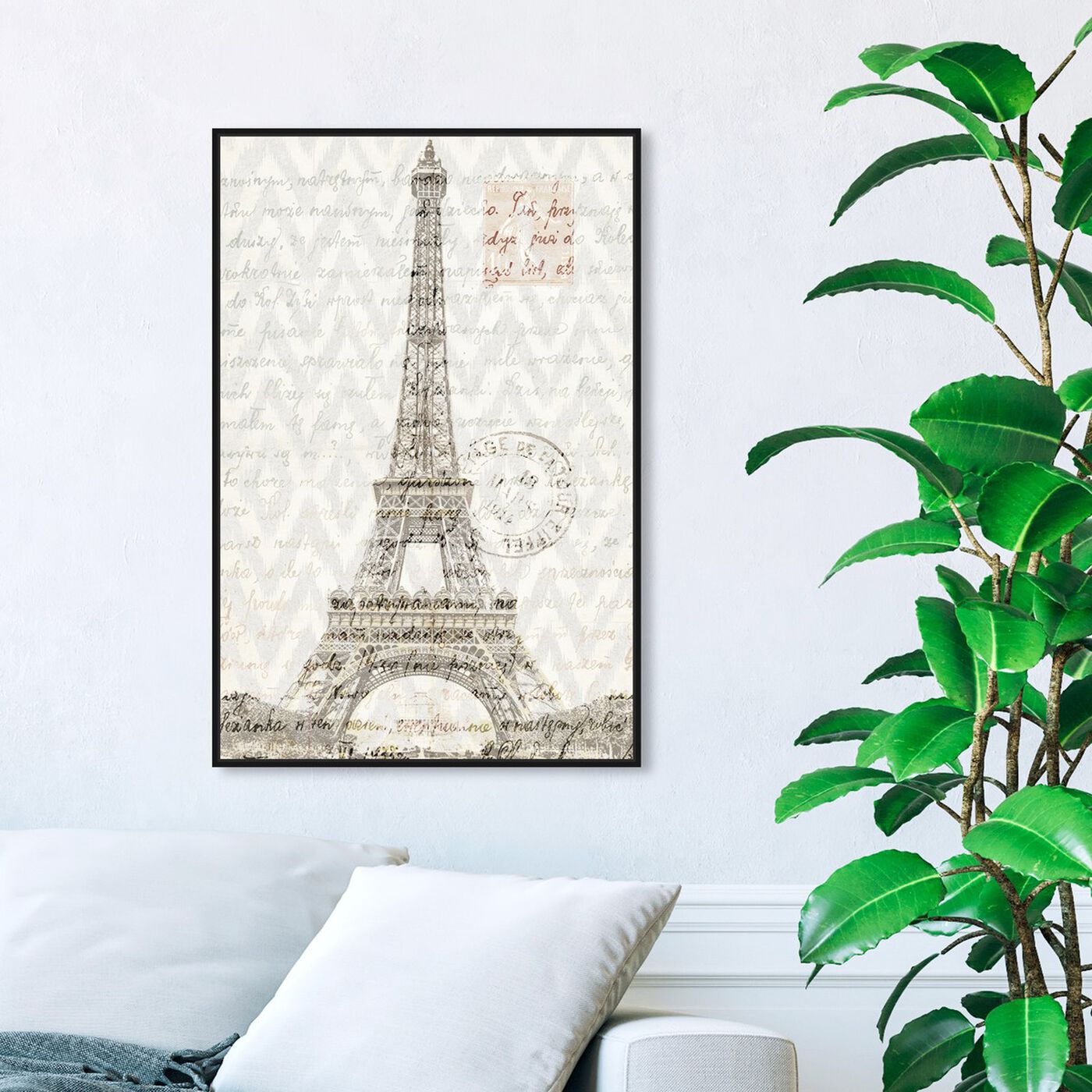 Hanging view of Eiffel Thoughts featuring architecture and buildings and european buildings art.