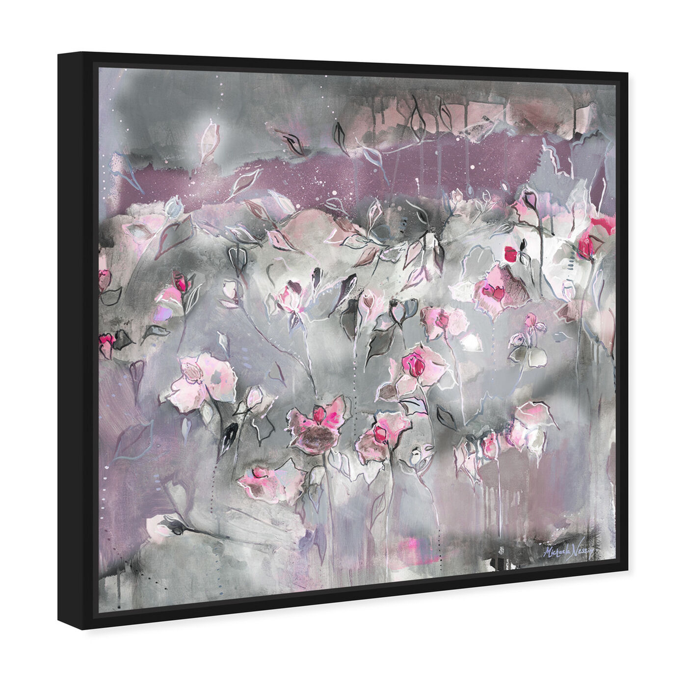Angled view of Subtle Radiance Light by Michaela Nessim featuring abstract and flowers art.