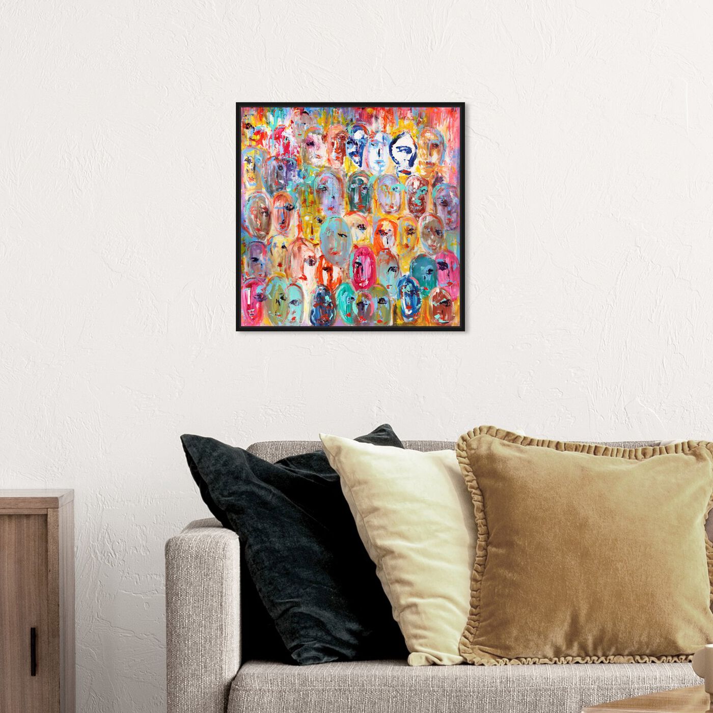 Hanging view of Sai - Visages De Couleur featuring abstract and paint art.