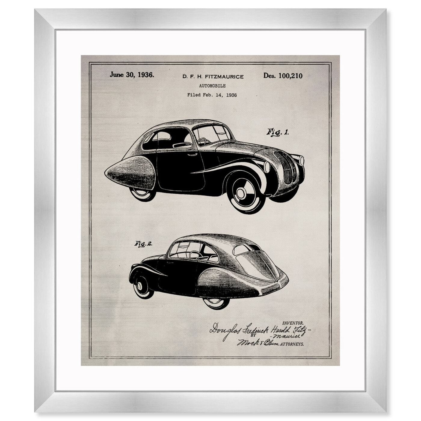 Front view of Design For an Automobile 1936 featuring transportation and automobiles art.