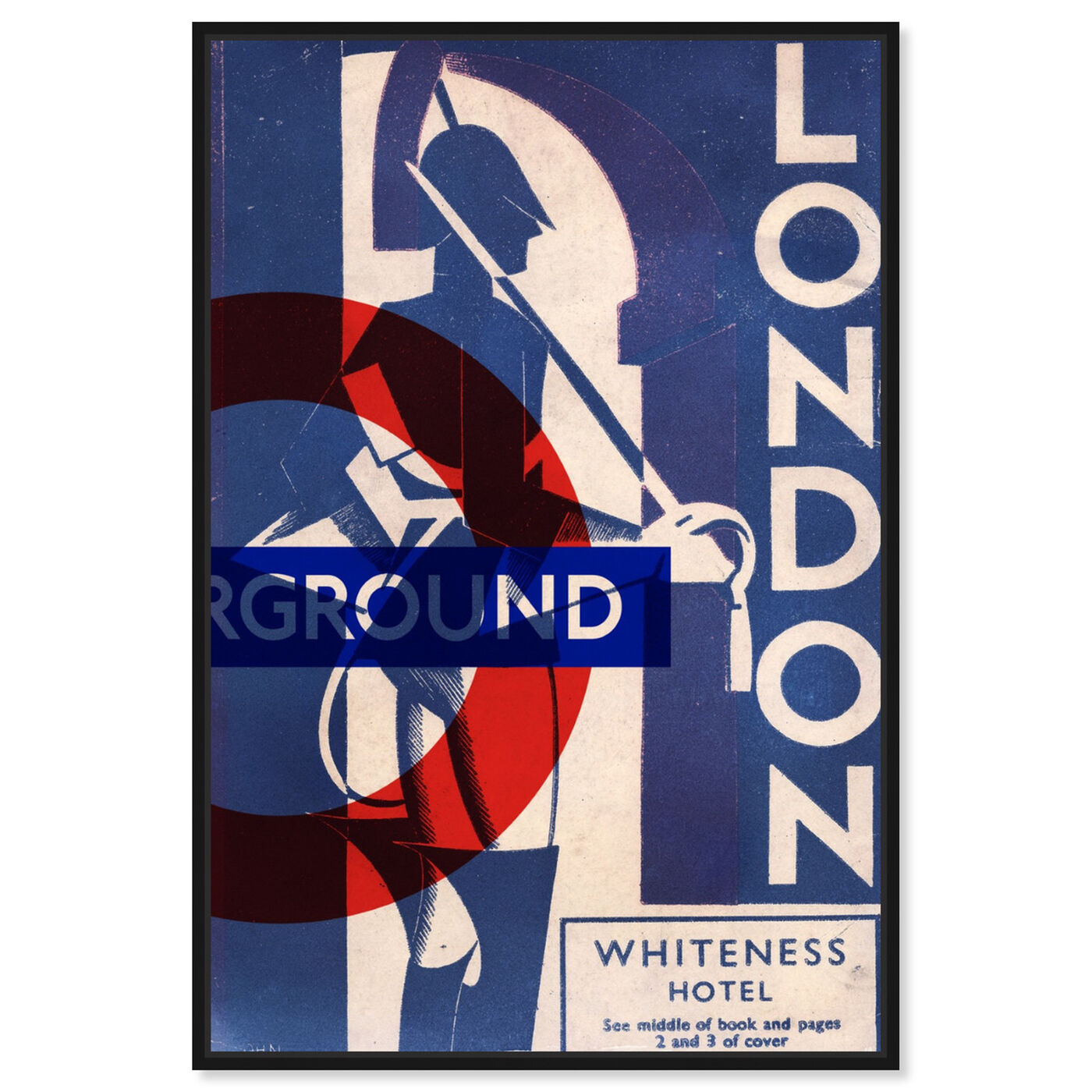Front view of London Blues featuring advertising and posters art.
