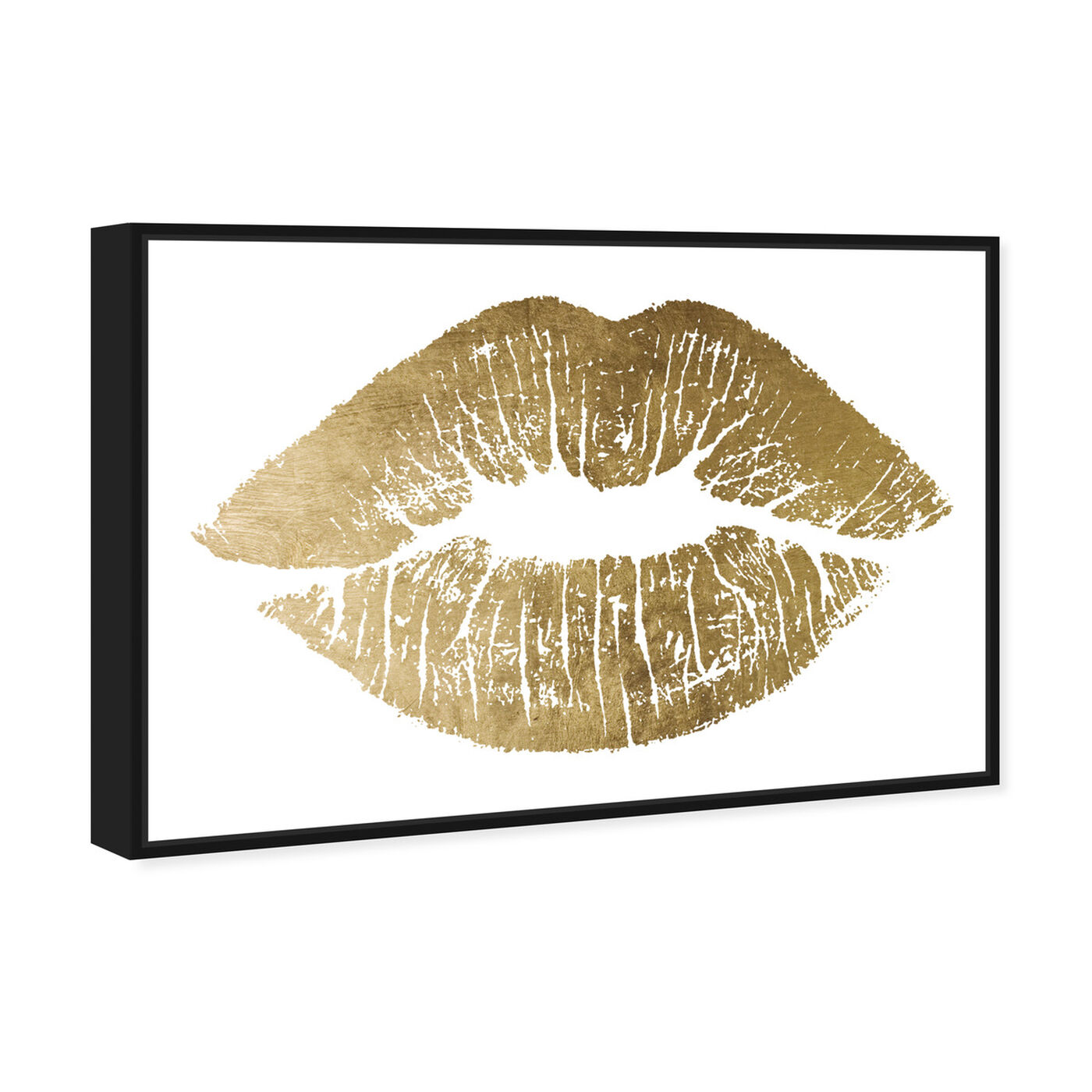 Angled view of Solid Kiss Gold Foil featuring fashion and glam and lips art.