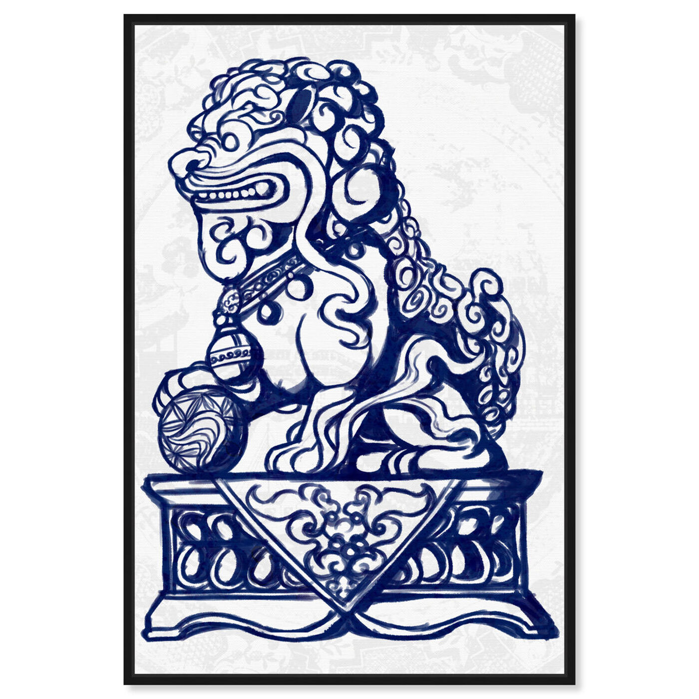 Front view of Julianne Taylor Style - Foo Dog Navy featuring world and countries and asian cultures art.