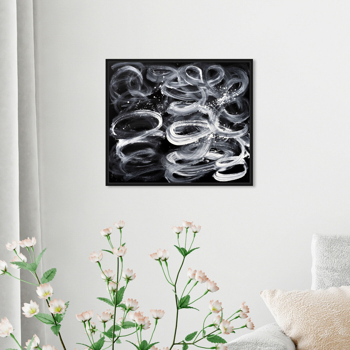 Hanging view of Swirling Light amongst the Dark featuring abstract and paint art.