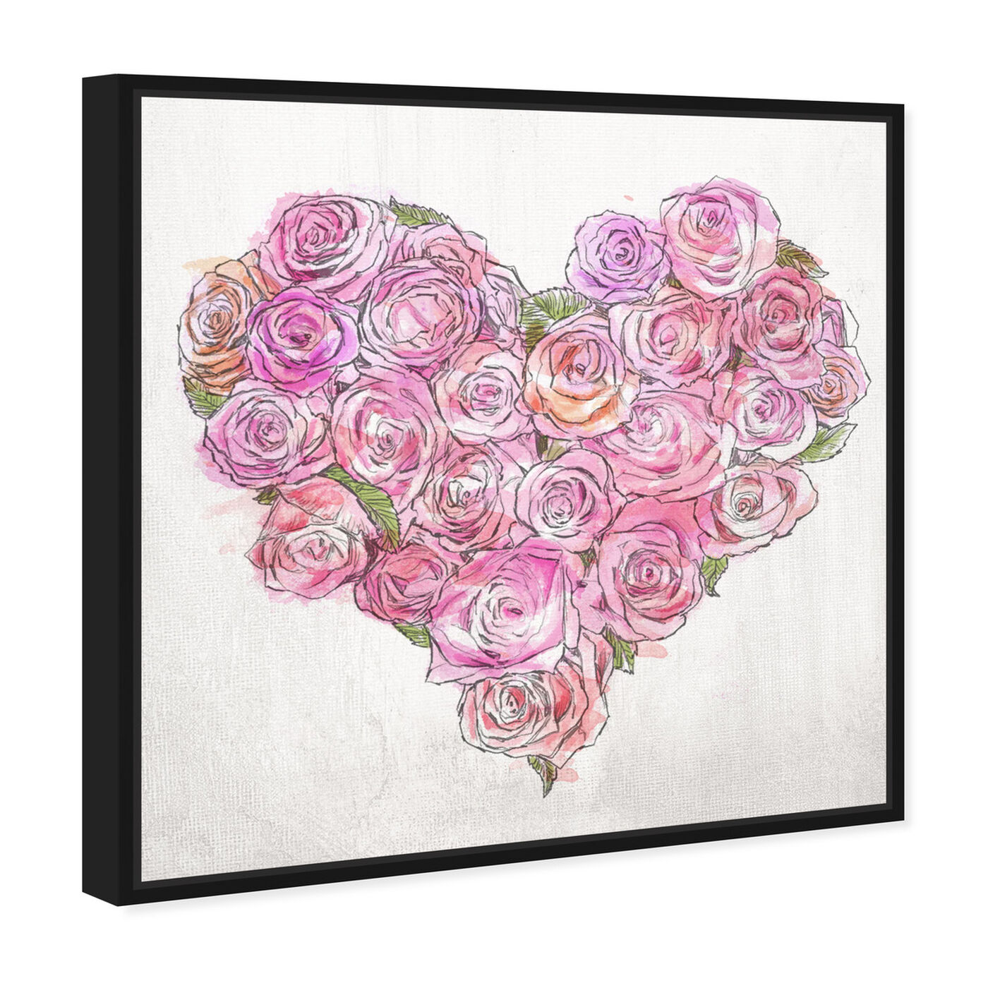 Angled view of Heart of Roses featuring floral and botanical and florals art.