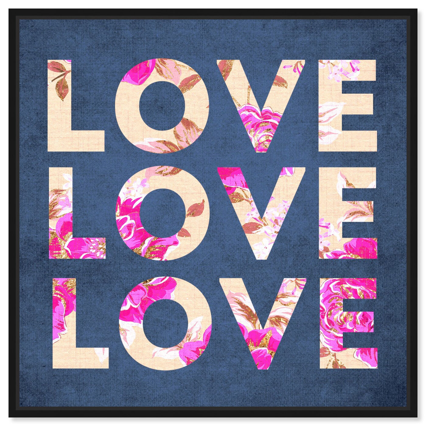 Front view of Love Triple featuring typography and quotes and love quotes and sayings art.