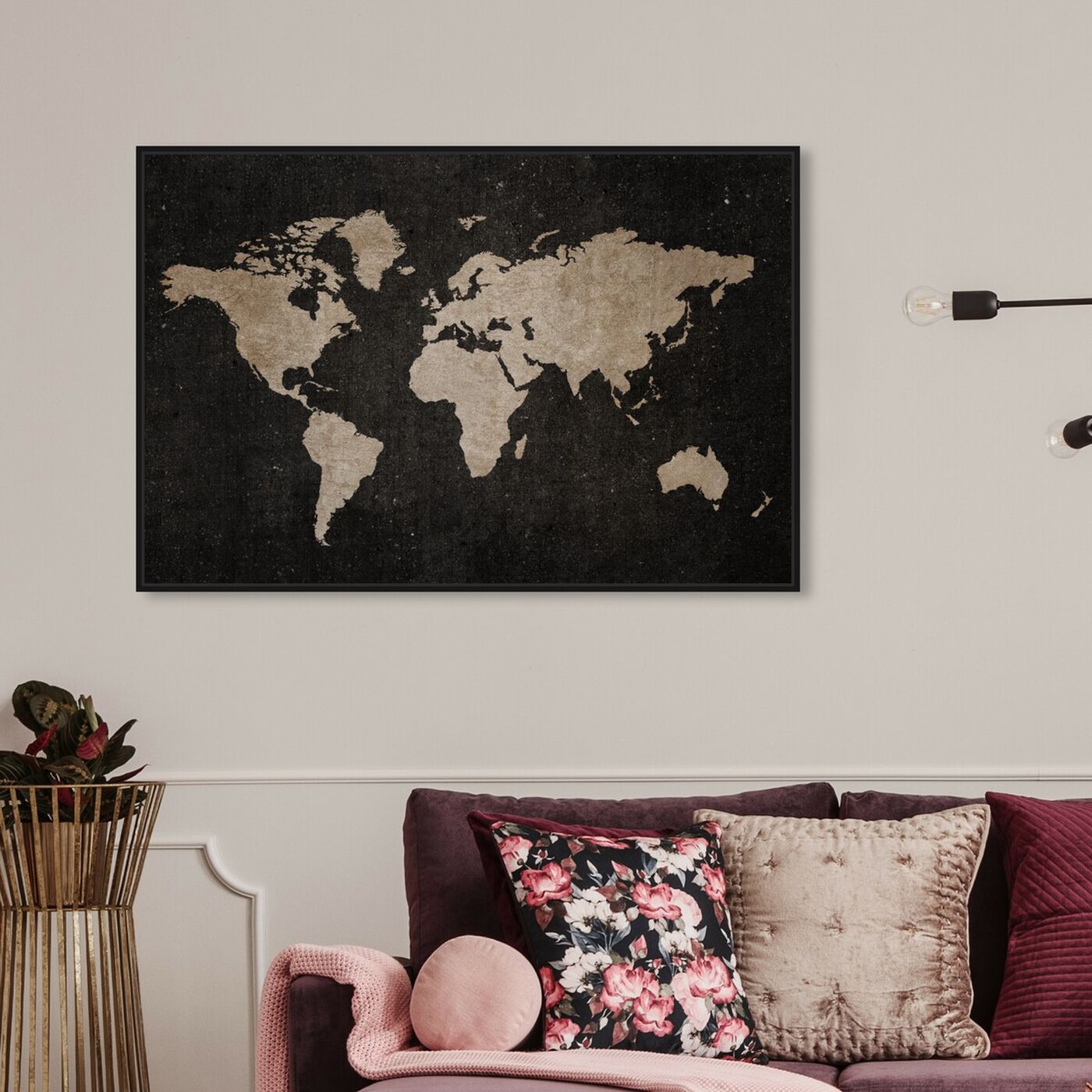 Hanging view of Vintage World featuring maps and flags and world maps art.