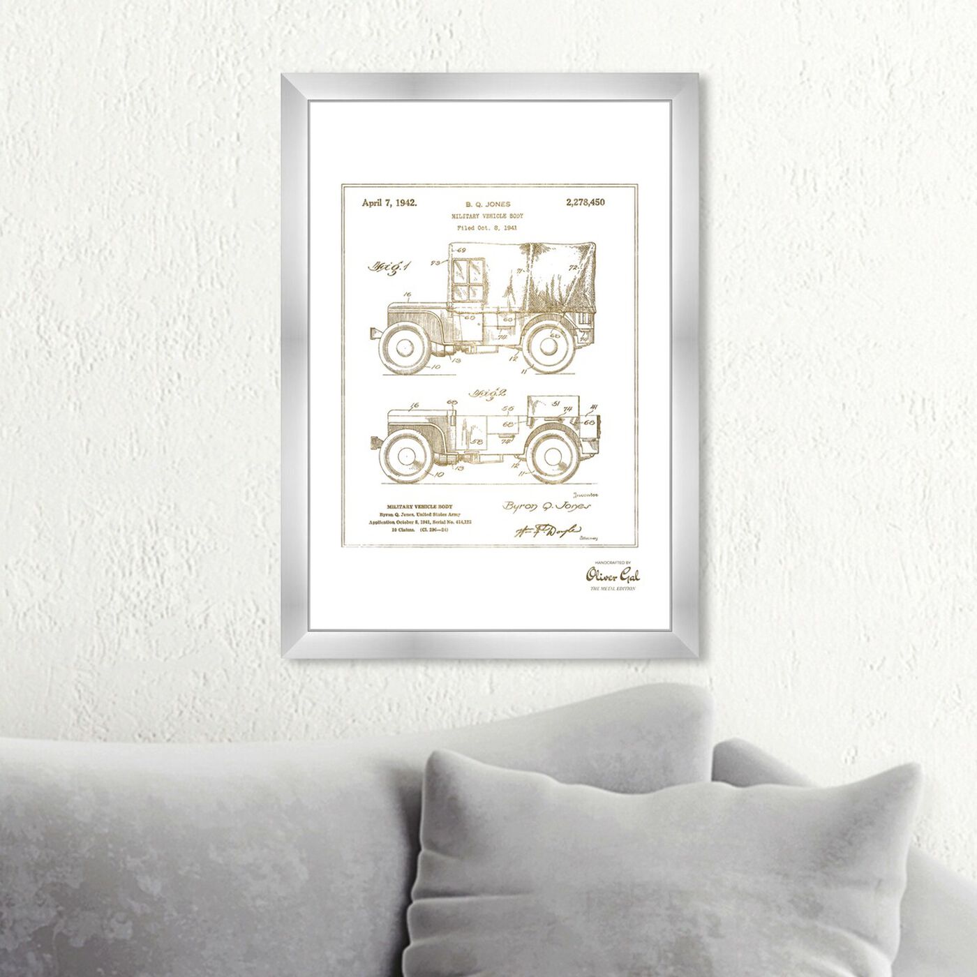 Hanging view of Jeep Willys 1942 II Gold featuring transportation and automobiles art.