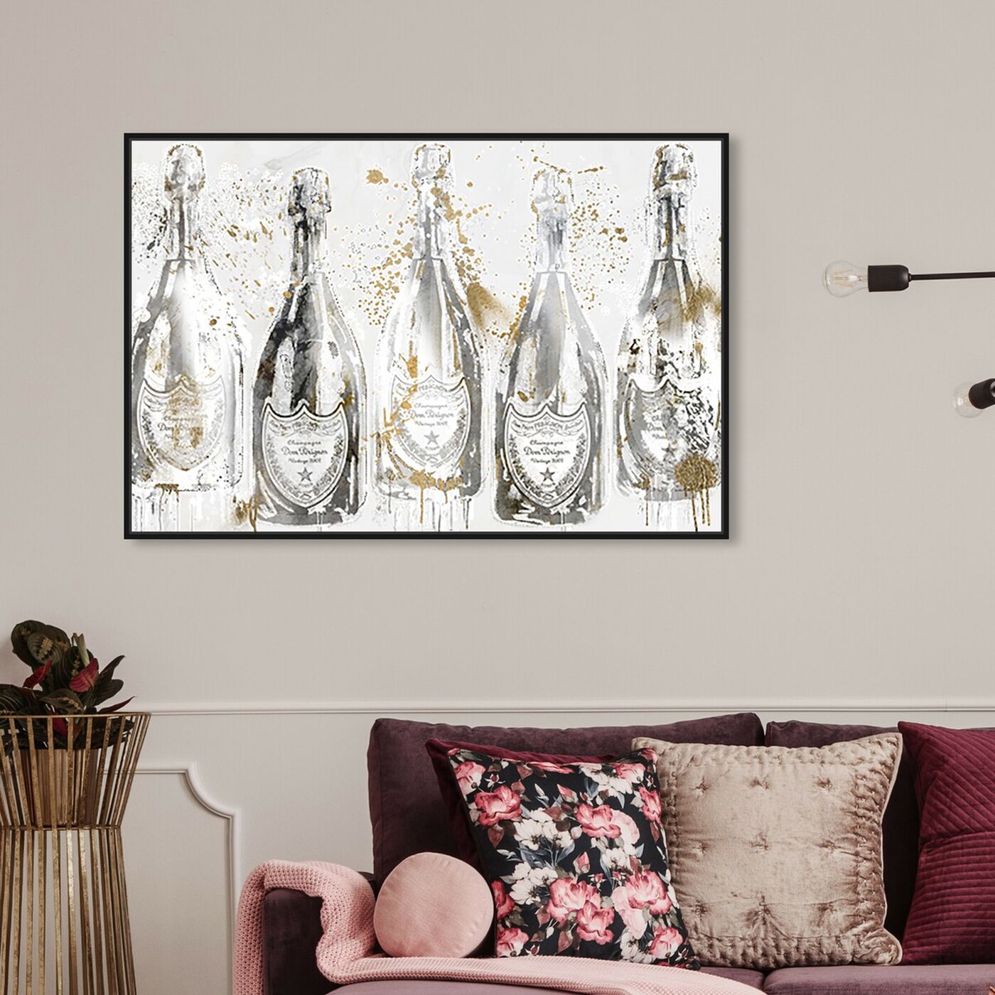 Hanging view of Party of Light with Champagne featuring fashion and glam and lifestyle art.