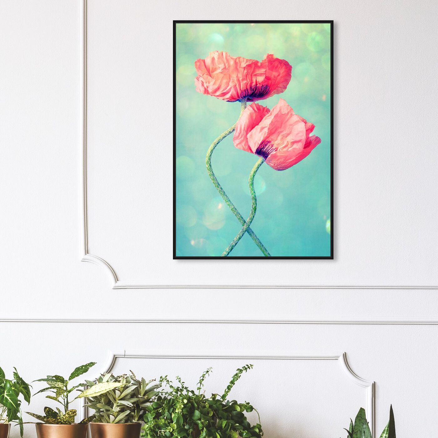 Hanging view of Poppies in Love featuring floral and botanical and florals art.
