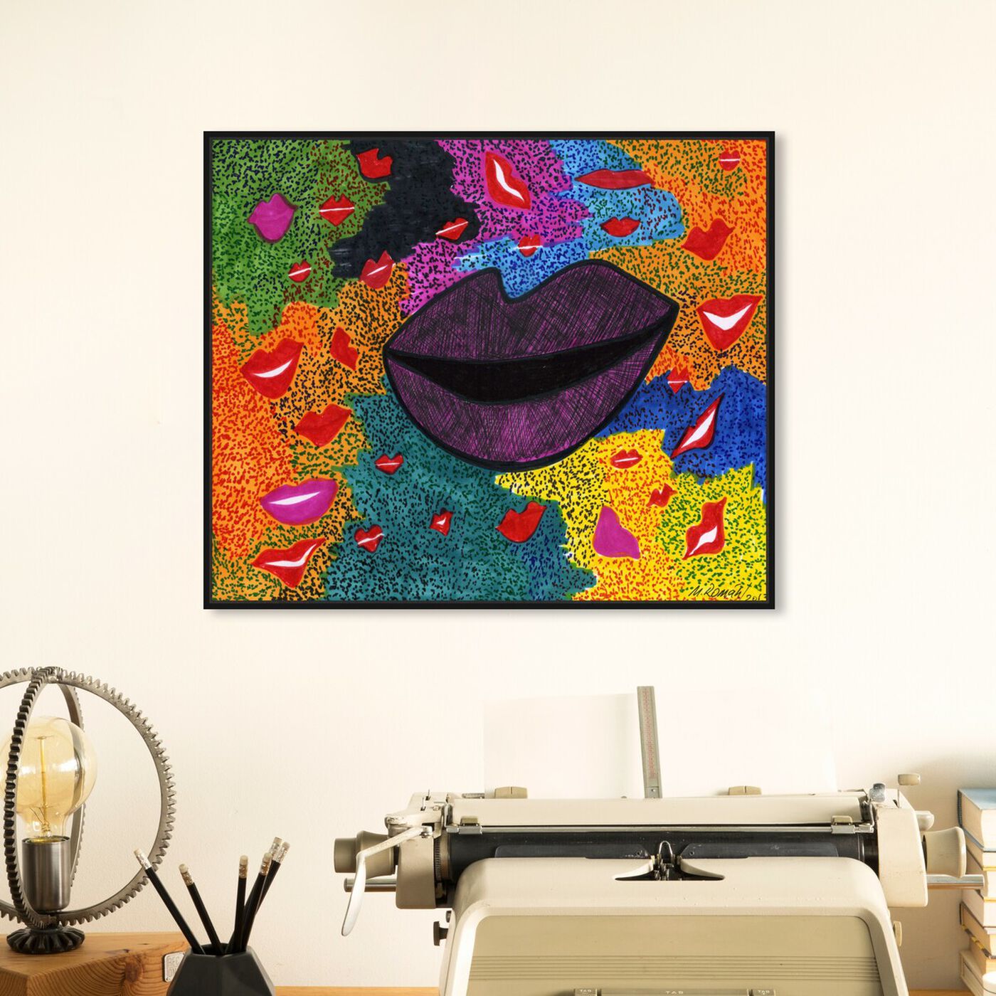 Hanging view of Laughter featuring fashion and glam and lips art.