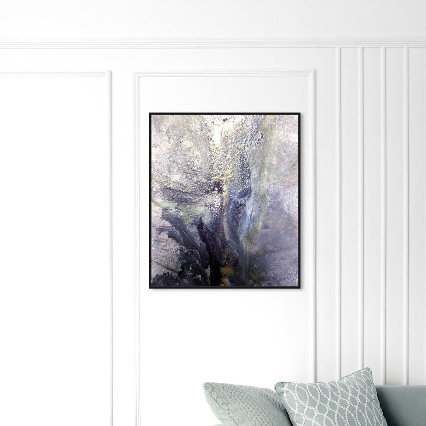 Hanging view of Dreaming Abstract Silver featuring abstract and paint art.