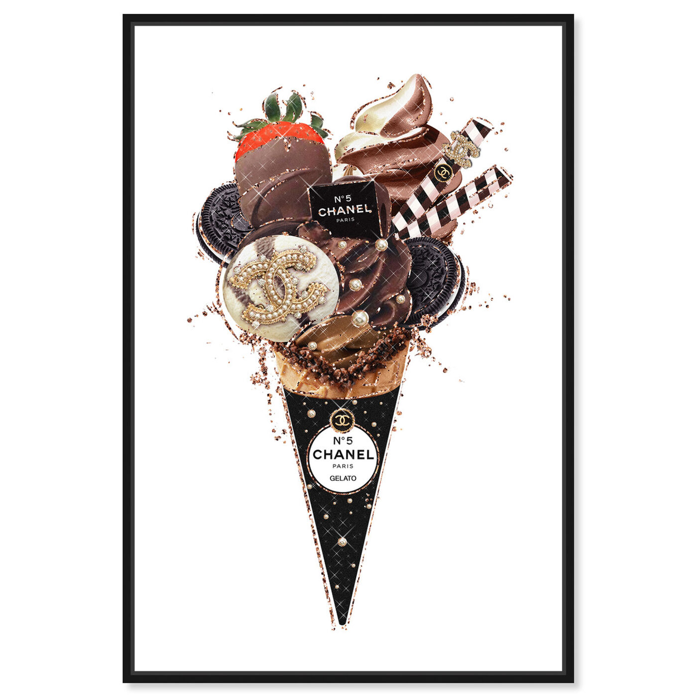 Front view of Black Oreo Gelato featuring fashion and glam and fashion lifestyle art.