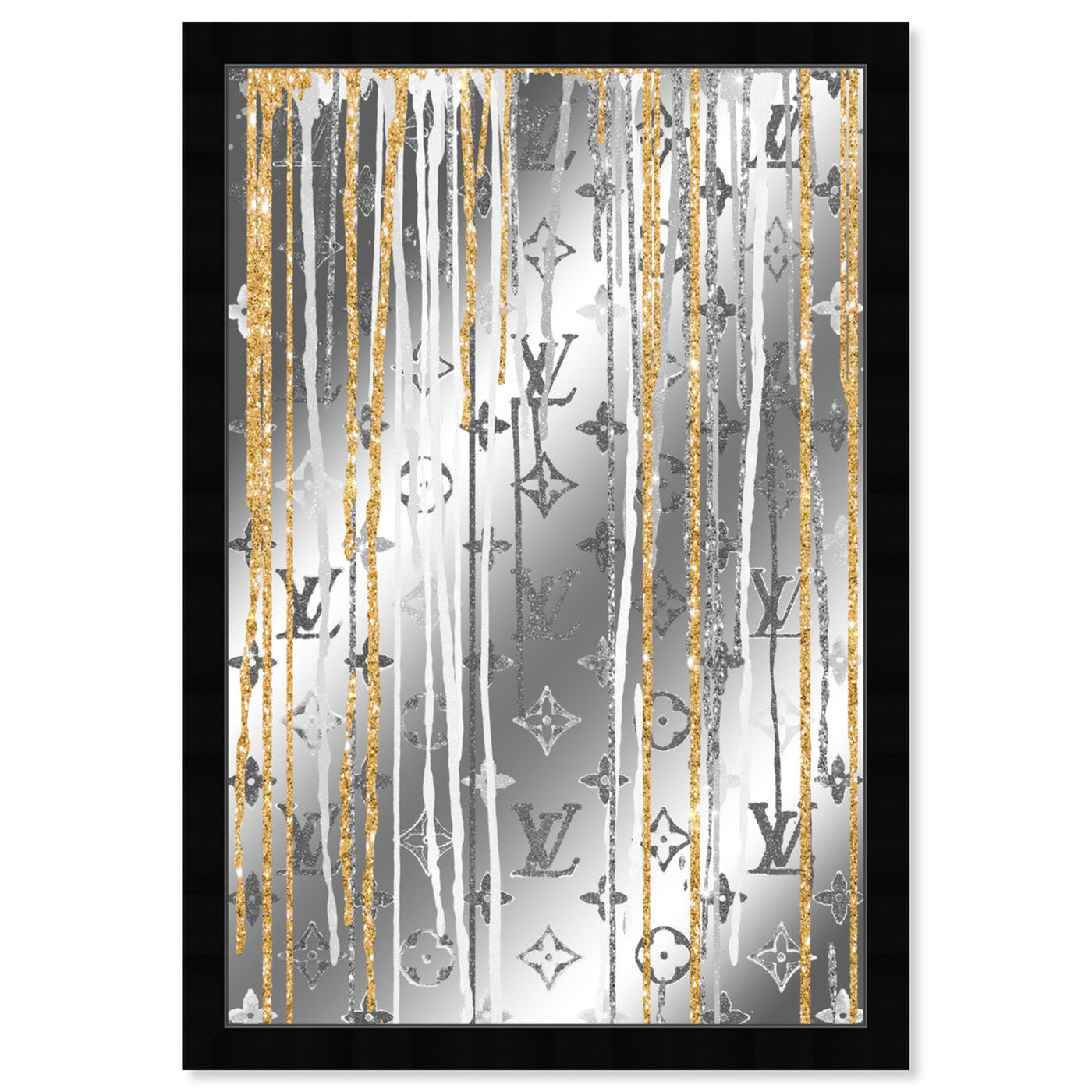 Front view of Luxury Drips Black and White Mirror featuring fashion and glam and lifestyle art.