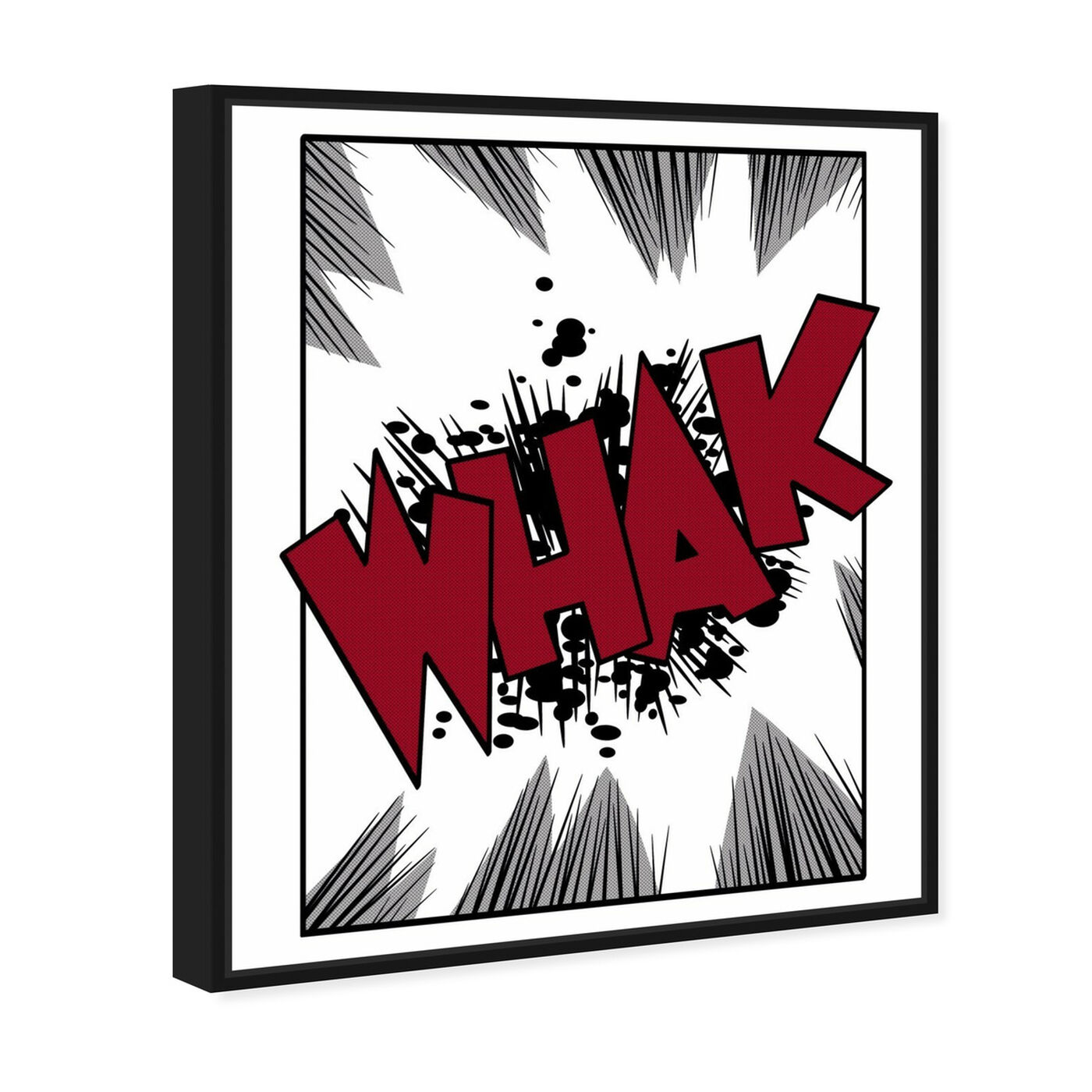 Angled view of Whak I featuring advertising and comics art.