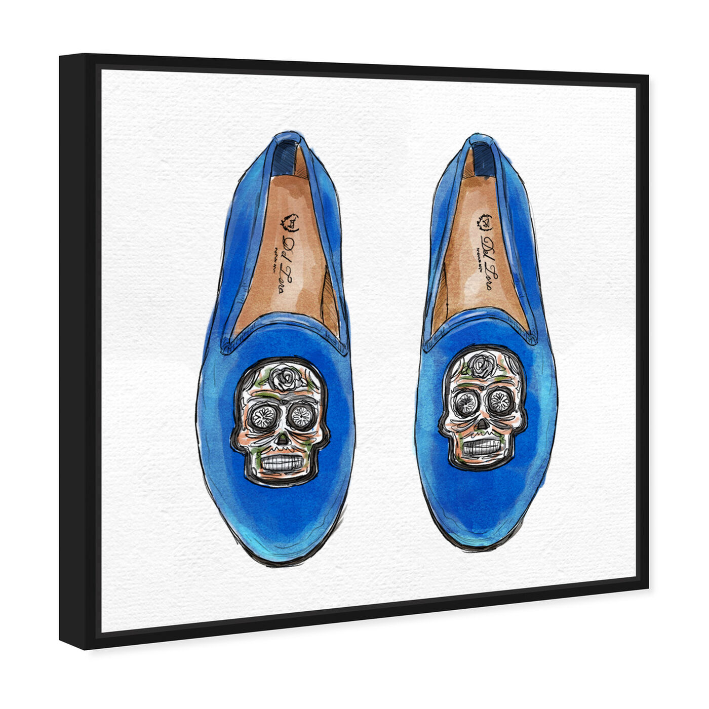 Angled view of Skull Slippers featuring fashion and glam and shoes art.