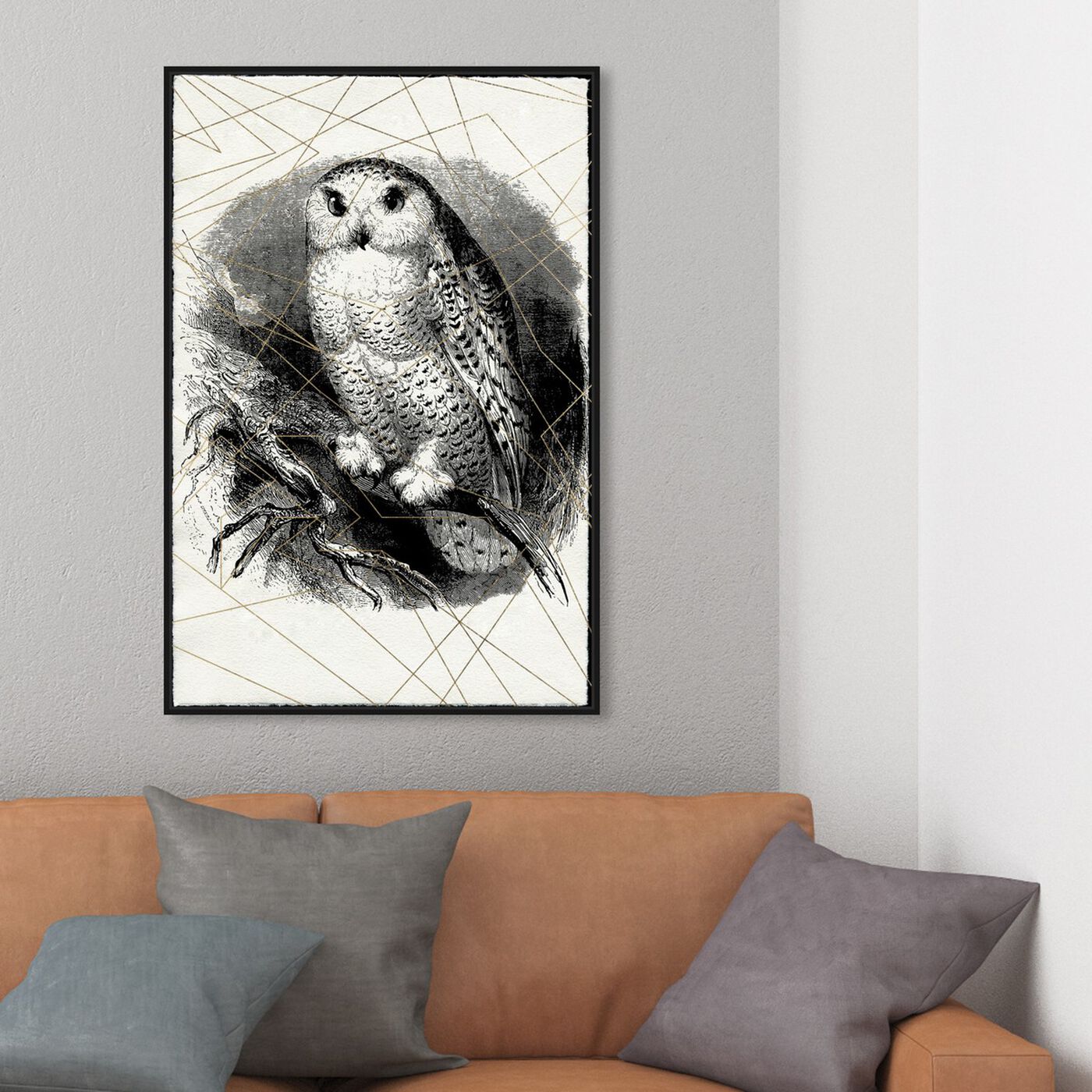 Hanging view of Owl Print featuring animals and birds art.
