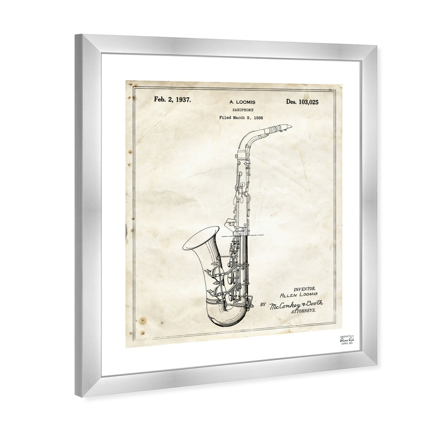 Angled view of Saxophone 1937 I featuring music and dance and music instruments art.