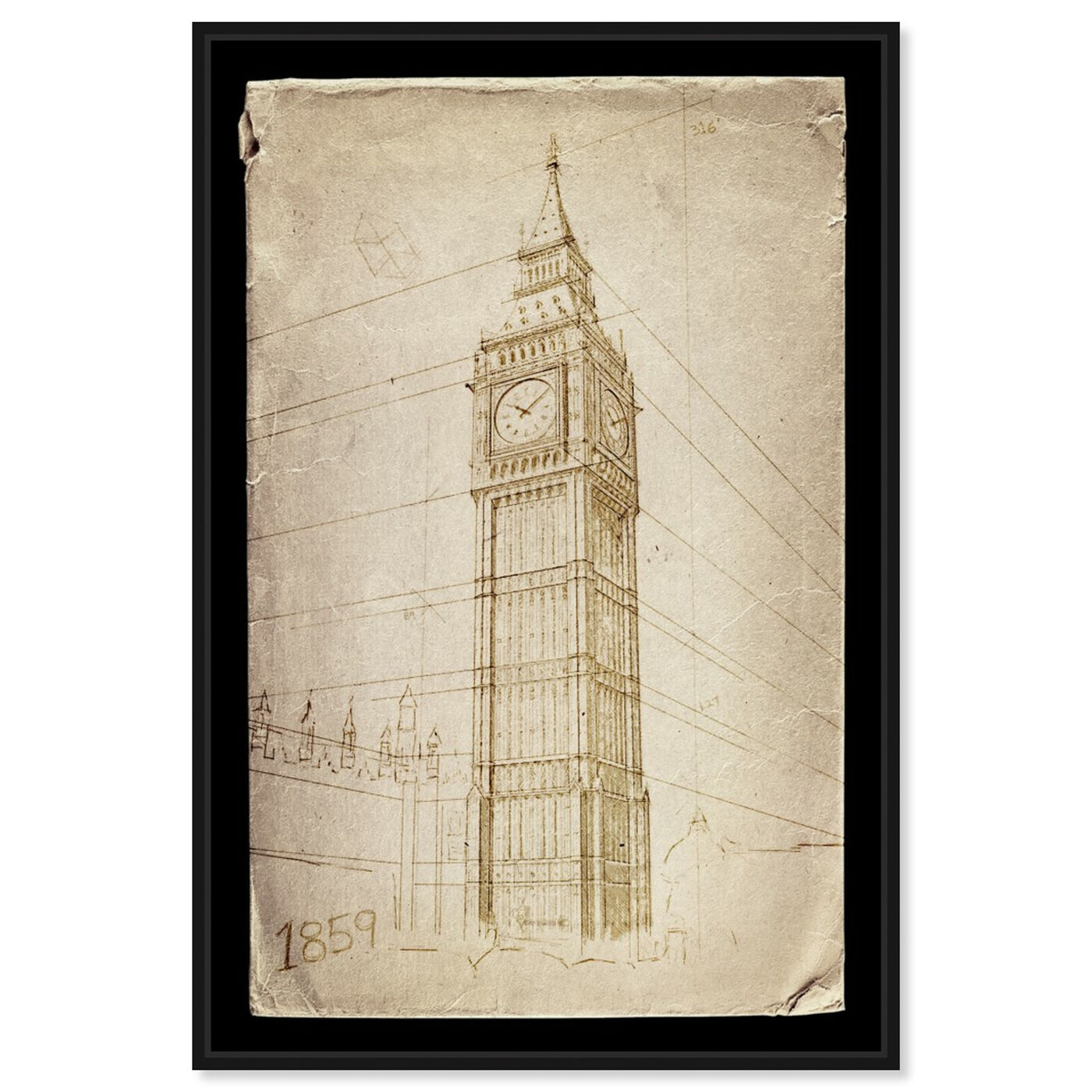 Front view of Big Ben featuring architecture and buildings and european buildings art.