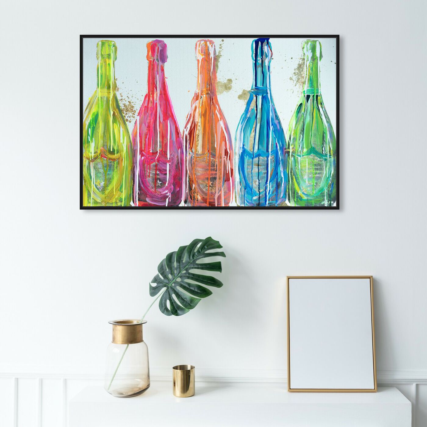 Hanging view of Domp Neon Pop featuring drinks and spirits and champagne art.